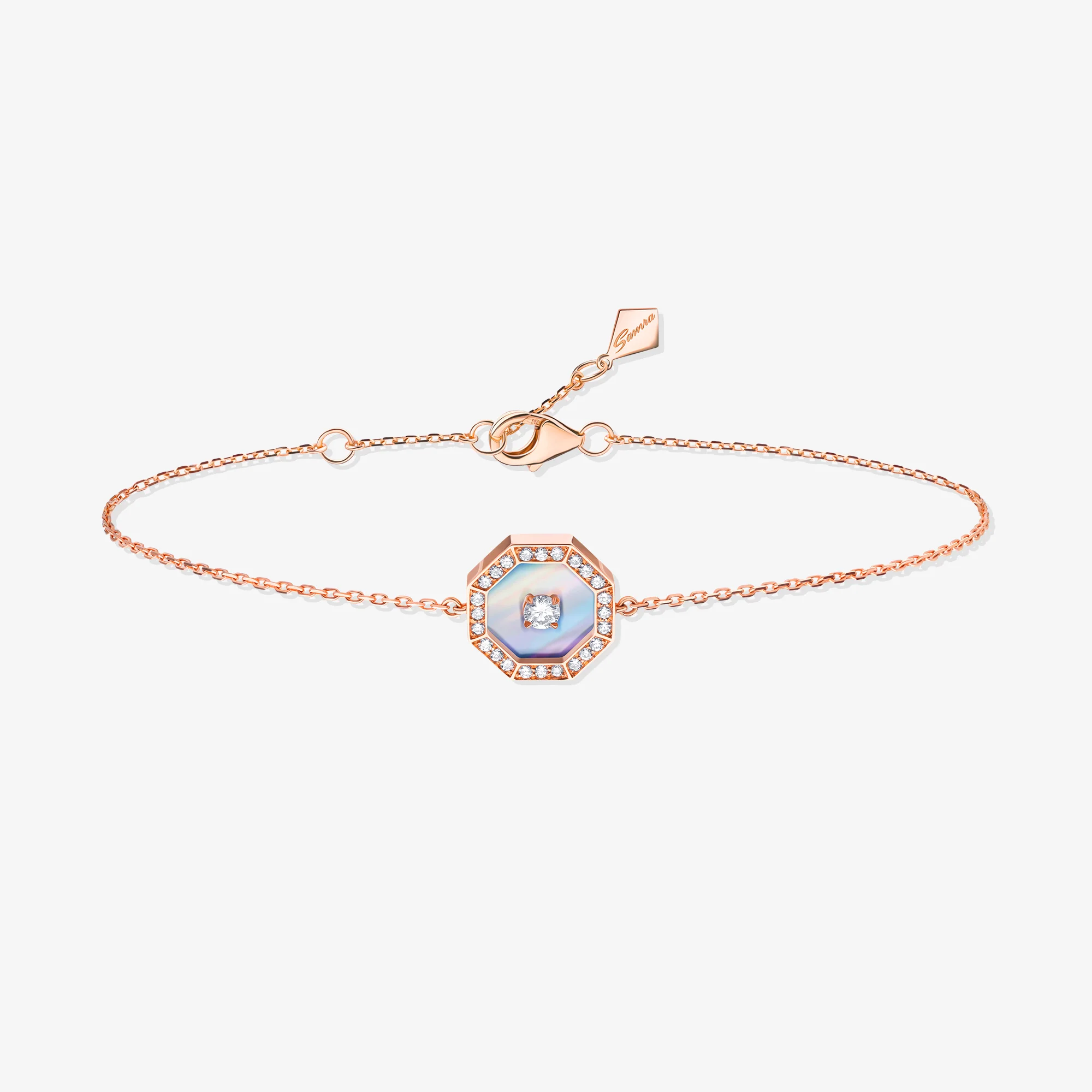 Ahjar Birwaz Rose Gold Diamond Mother of Pearl Bracelet - Image 5