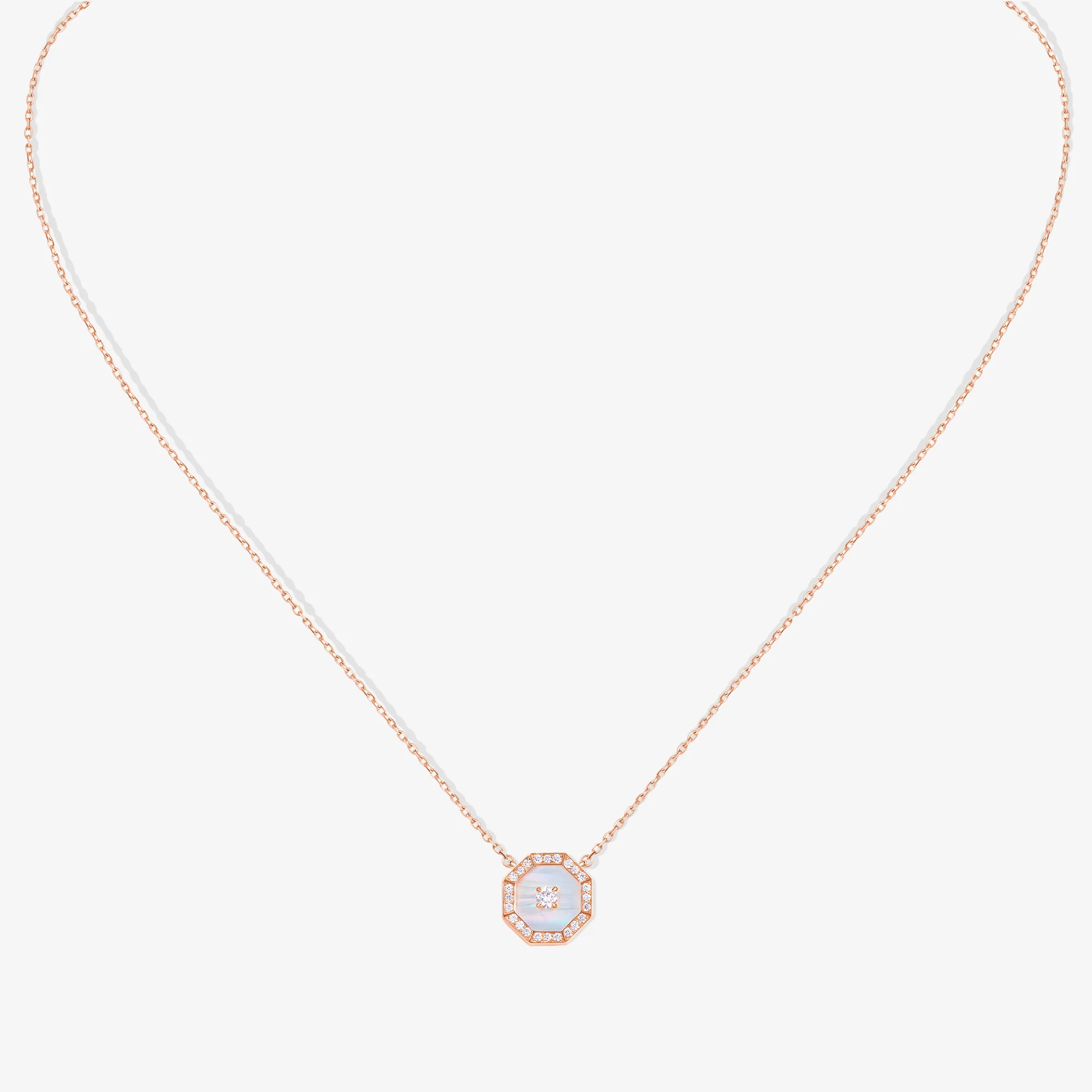 Ahjar Birwaz Rose Gold Diamond Mother of Pearl Necklace - Image 3