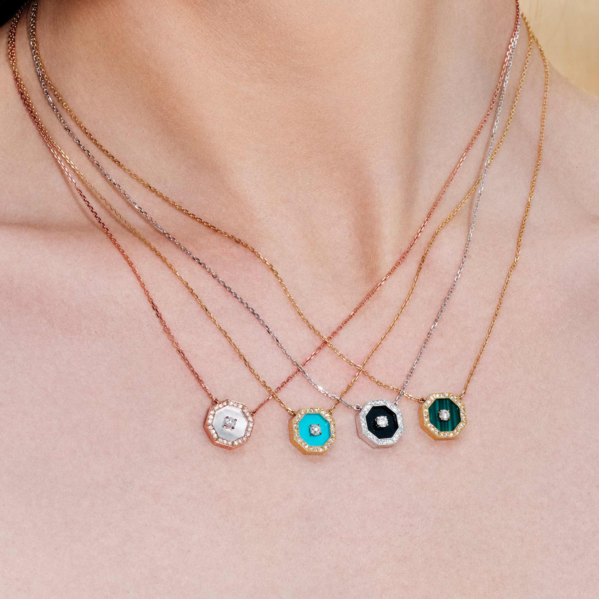 Ahjar Birwaz Rose Gold Diamond Mother of Pearl Necklace - Image 4
