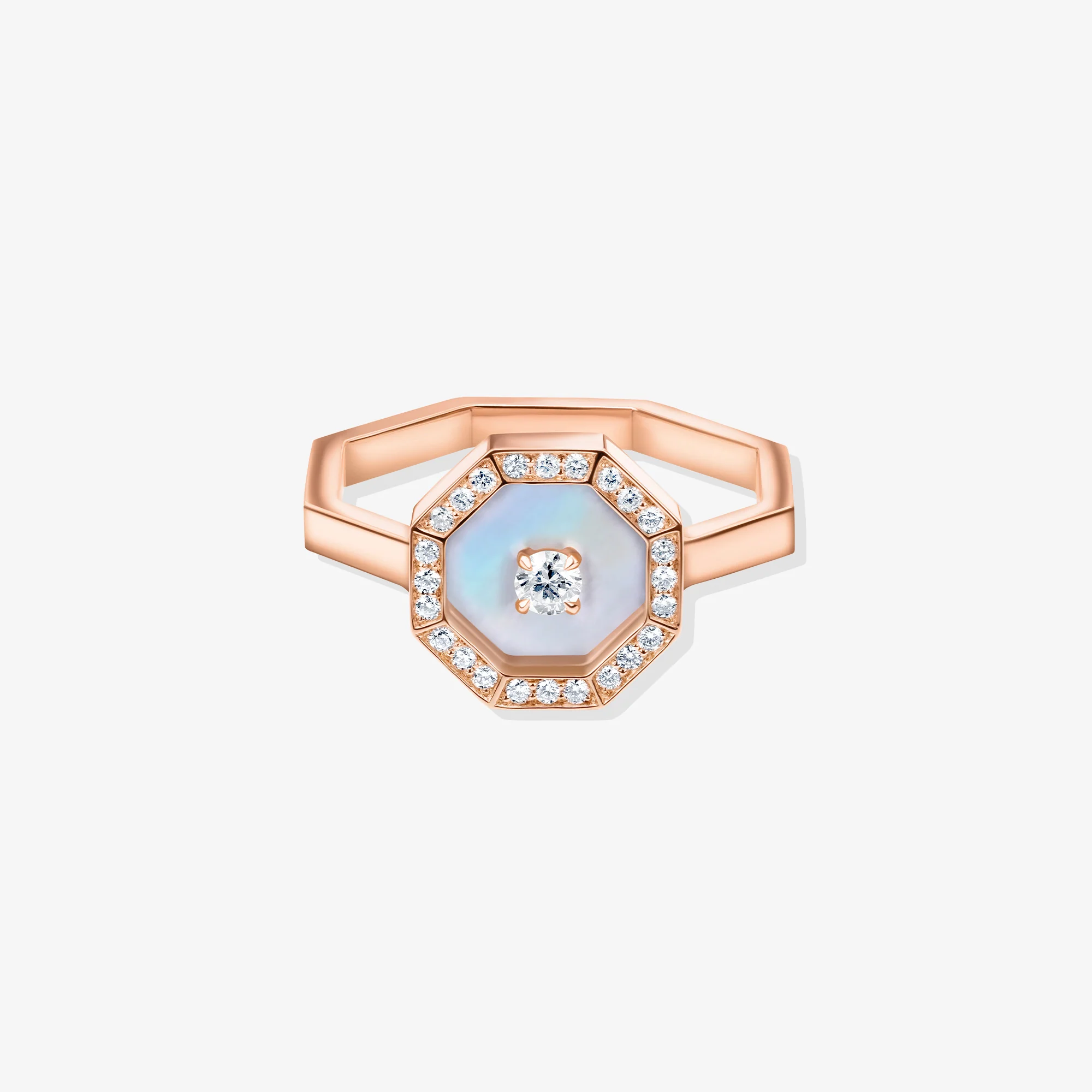Ahjar Birwaz Rose Gold Diamond Mother of Pearl Ring - Image 5