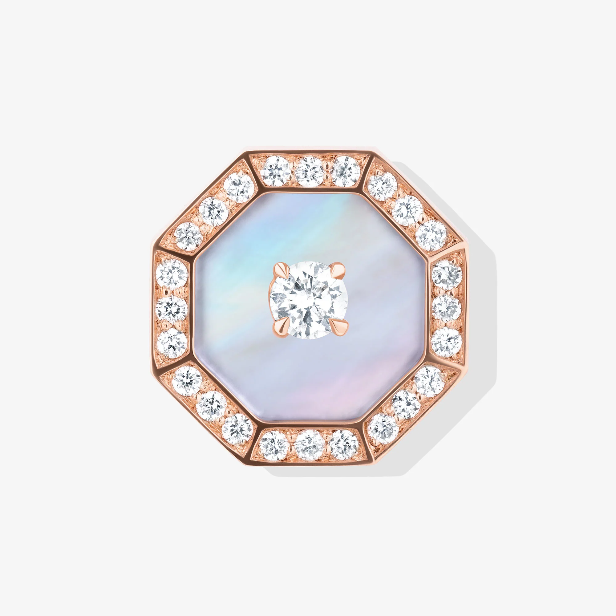 Ahjar Birwaz Rose Gold Diamond Mother of Pearl Stud Earrings - Image 5