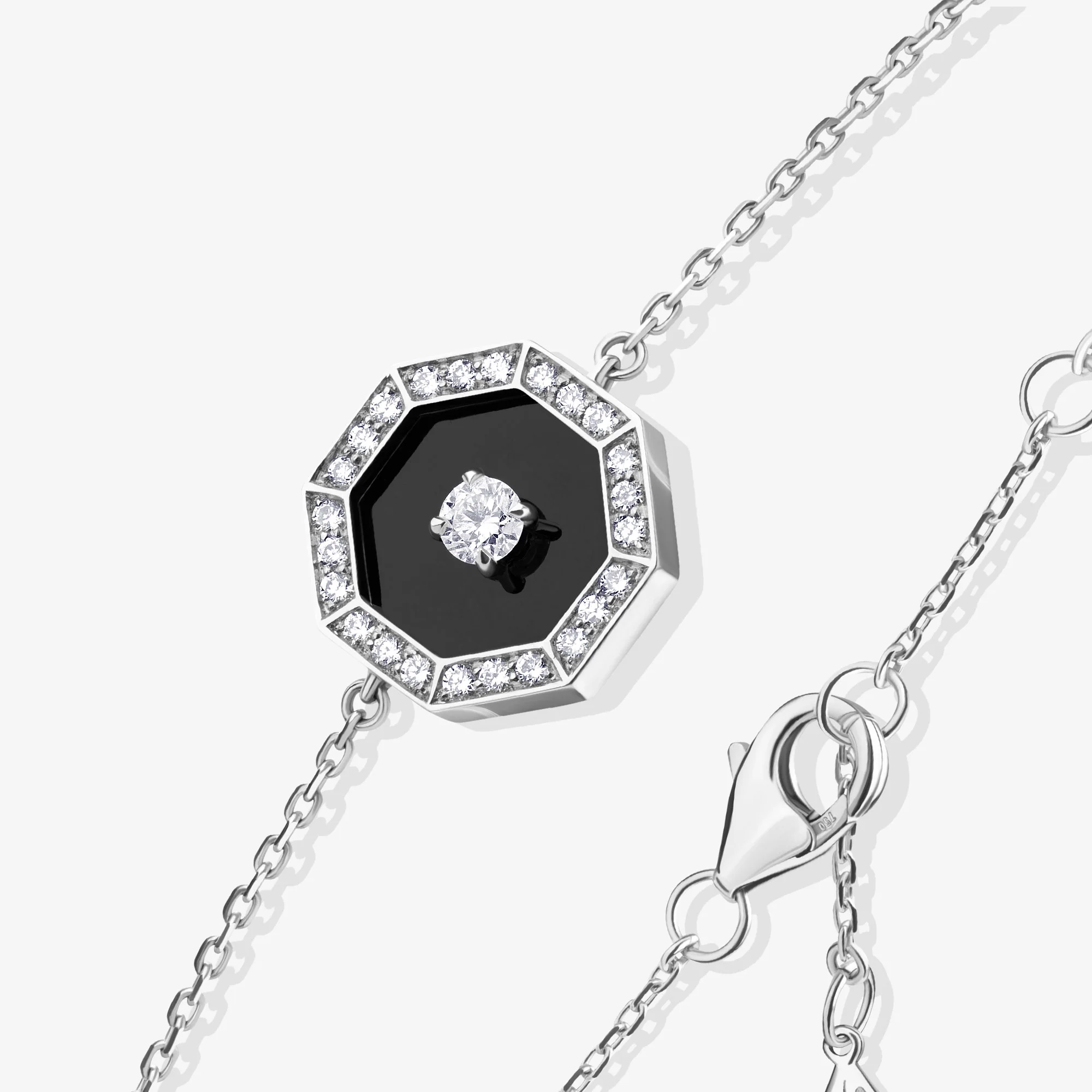 Ahjar Birwaz White Gold Diamond Black Onyx Bracelet