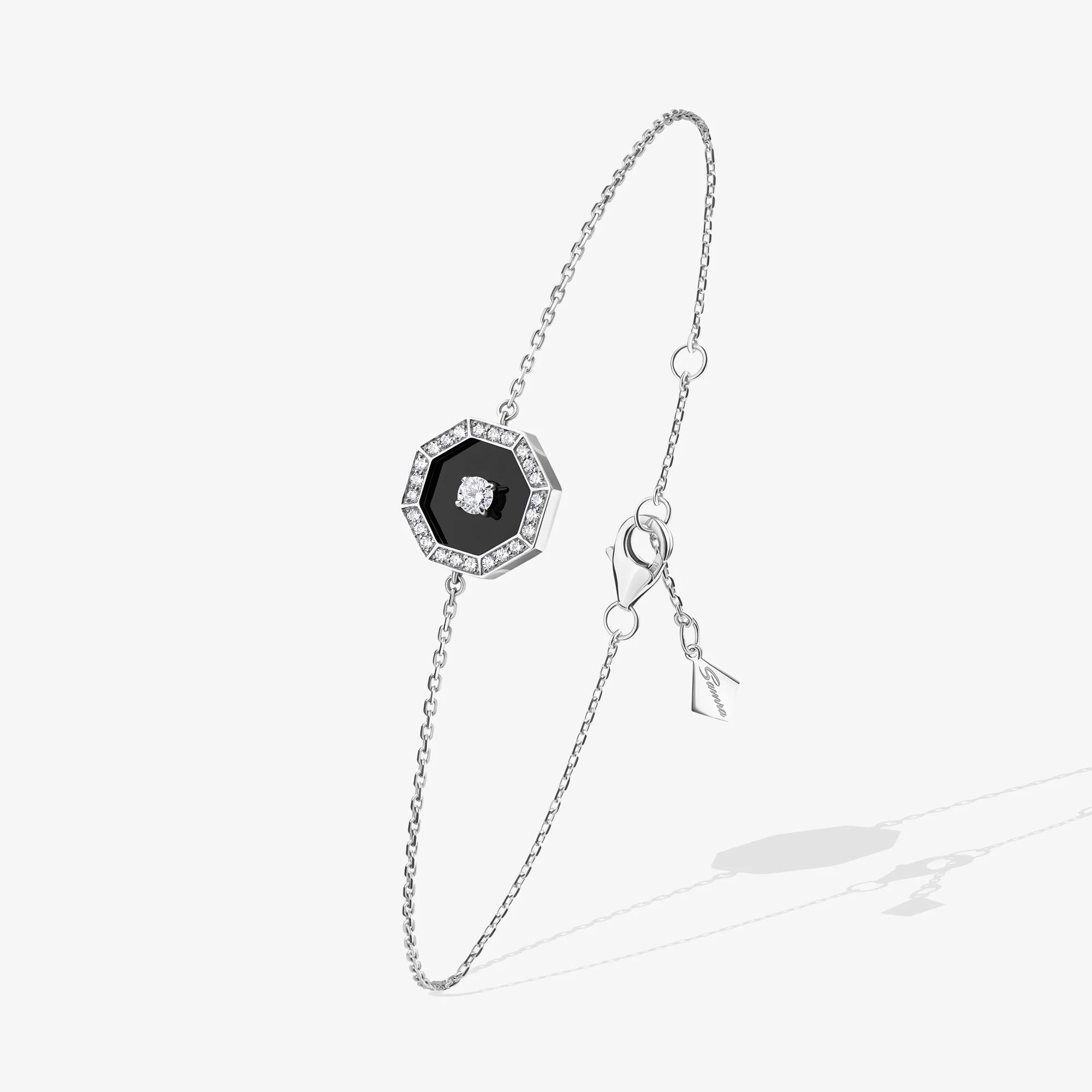 Ahjar Birwaz White Gold Diamond Black Onyx Bracelet - Image 2