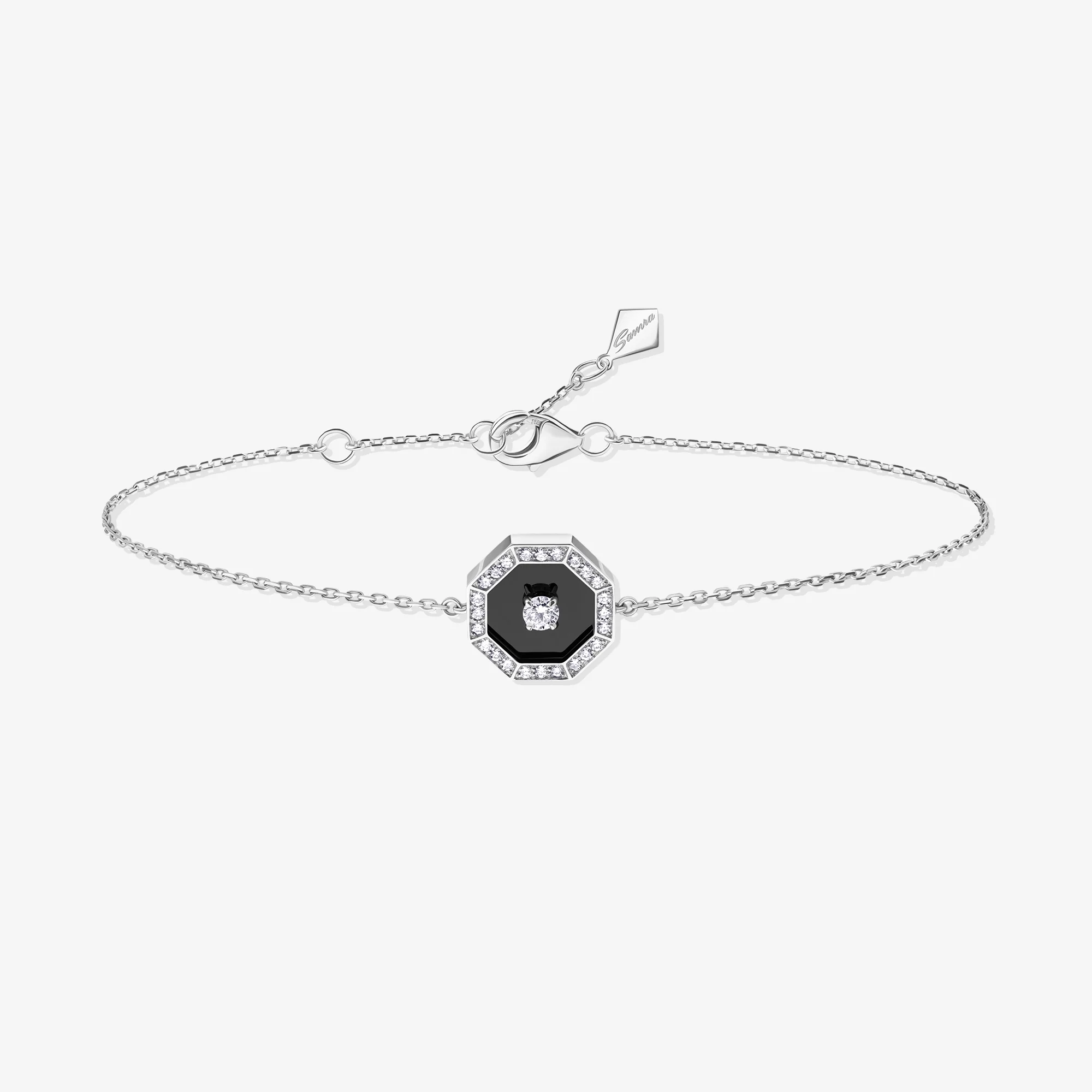 Ahjar Birwaz White Gold Diamond Black Onyx Bracelet - Image 4