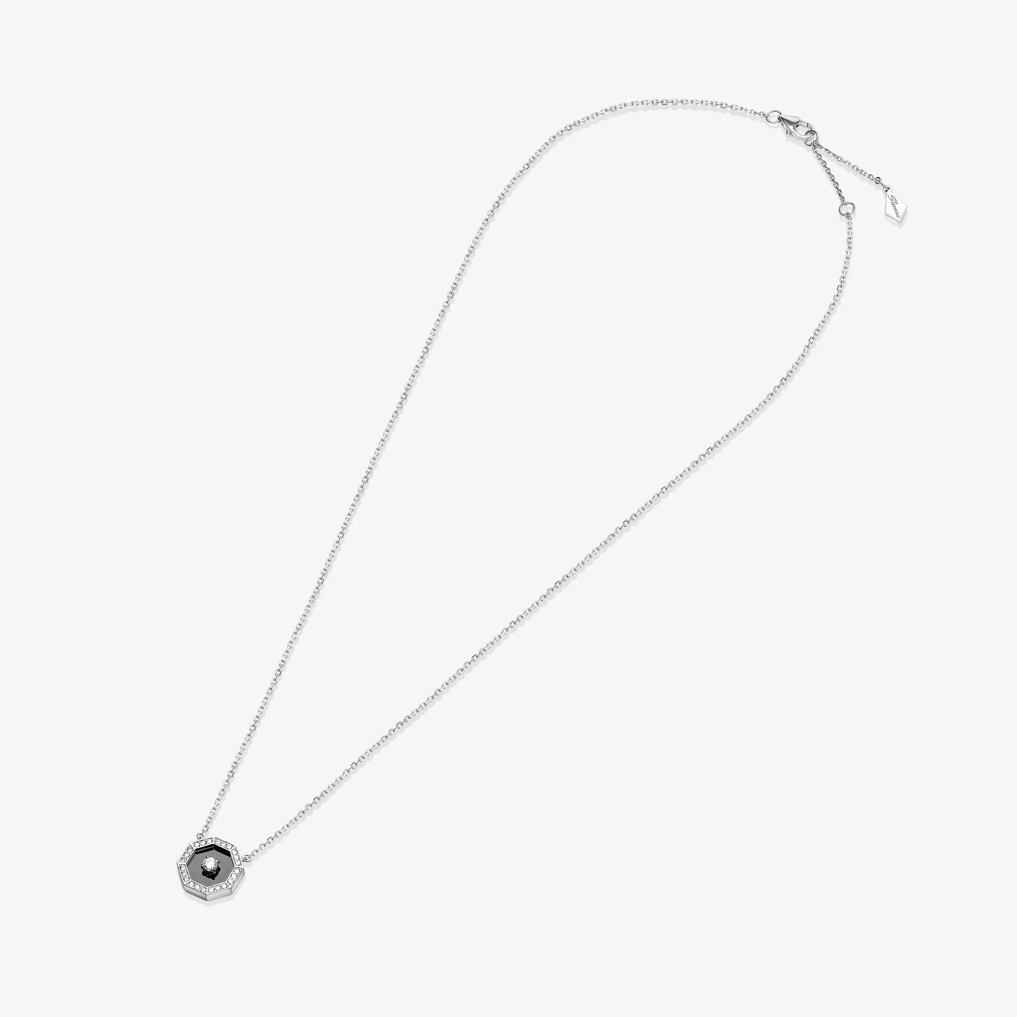 Ahjar Birwaz White Gold Diamond Black Onyx Necklace - Image 3