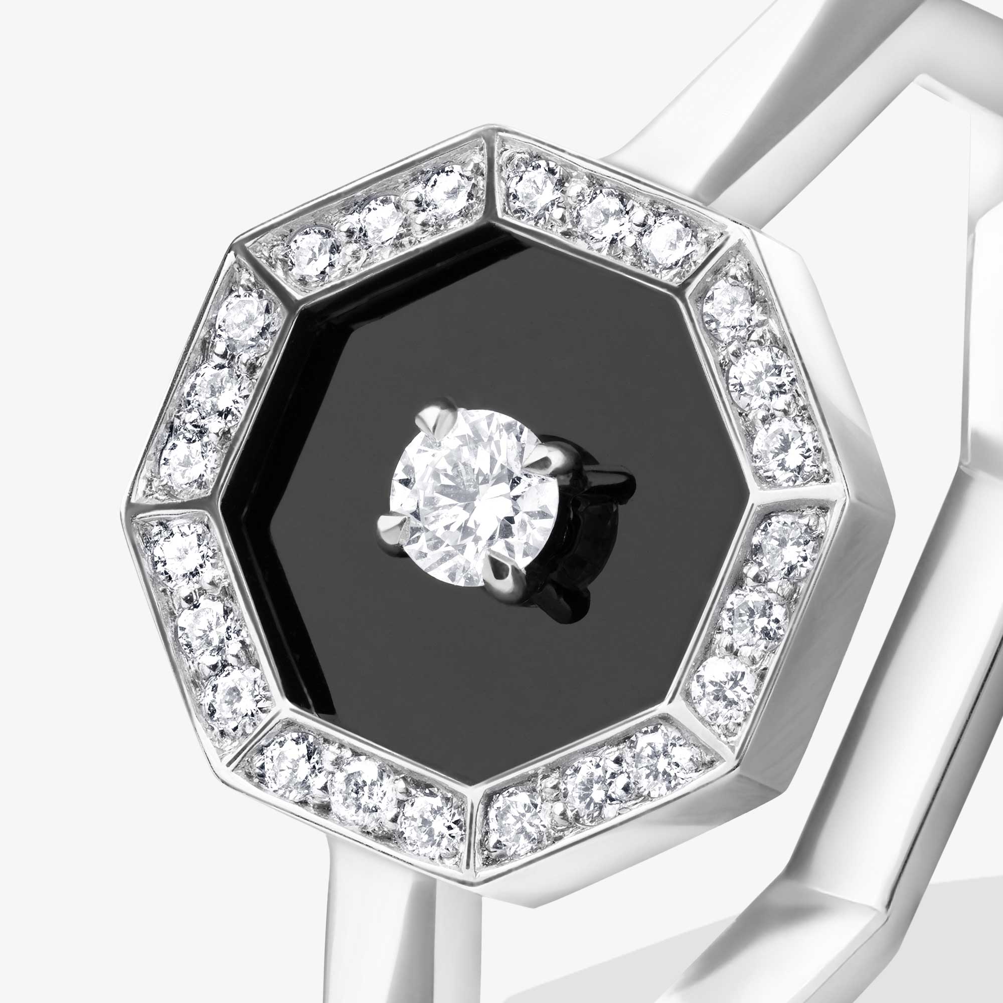 Ahjar Birwaz White Gold Diamond Black Onyx Ring - Image 3
