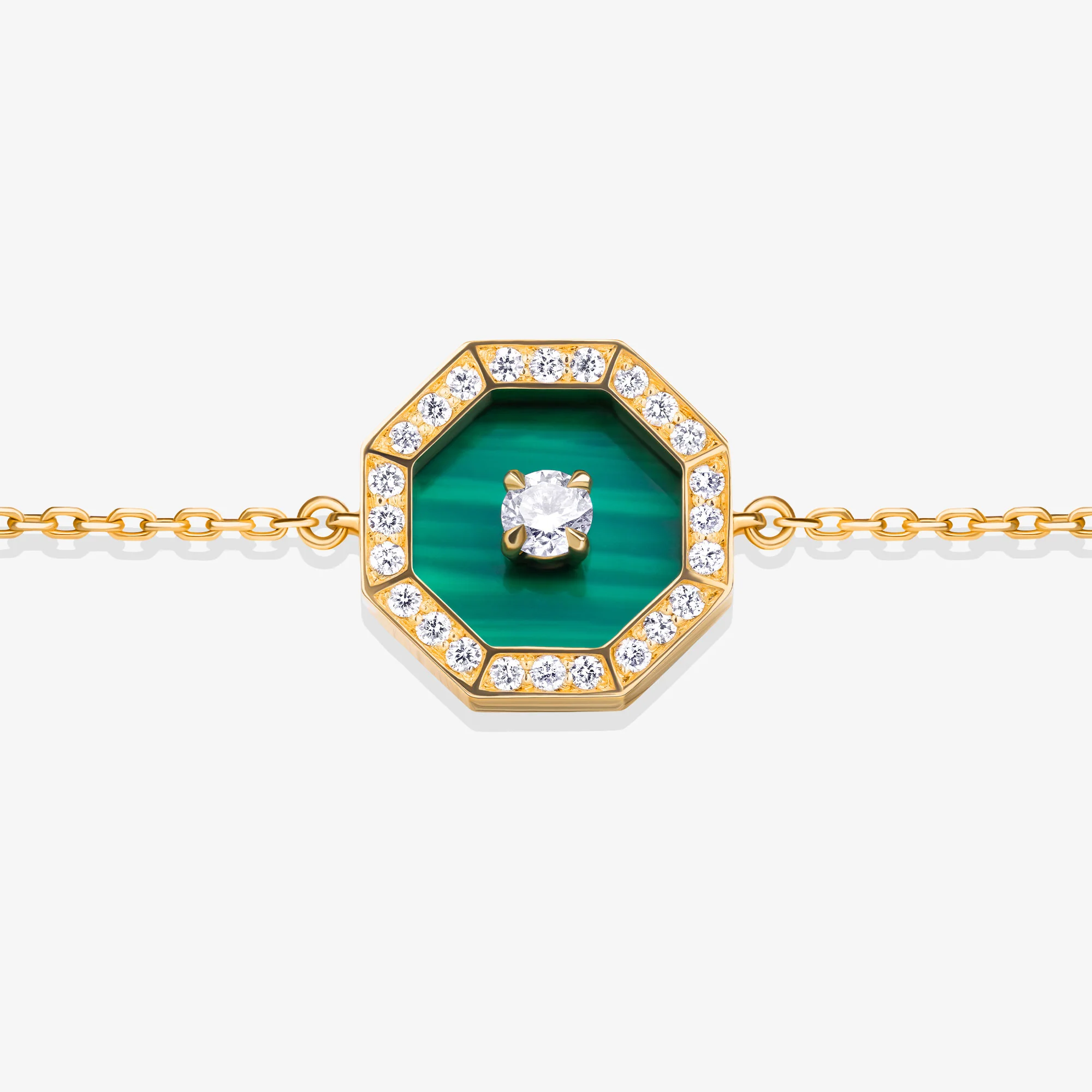 Ahjar Birwaz Yellow Gold Diamond Malachite Bracelet - Image 3
