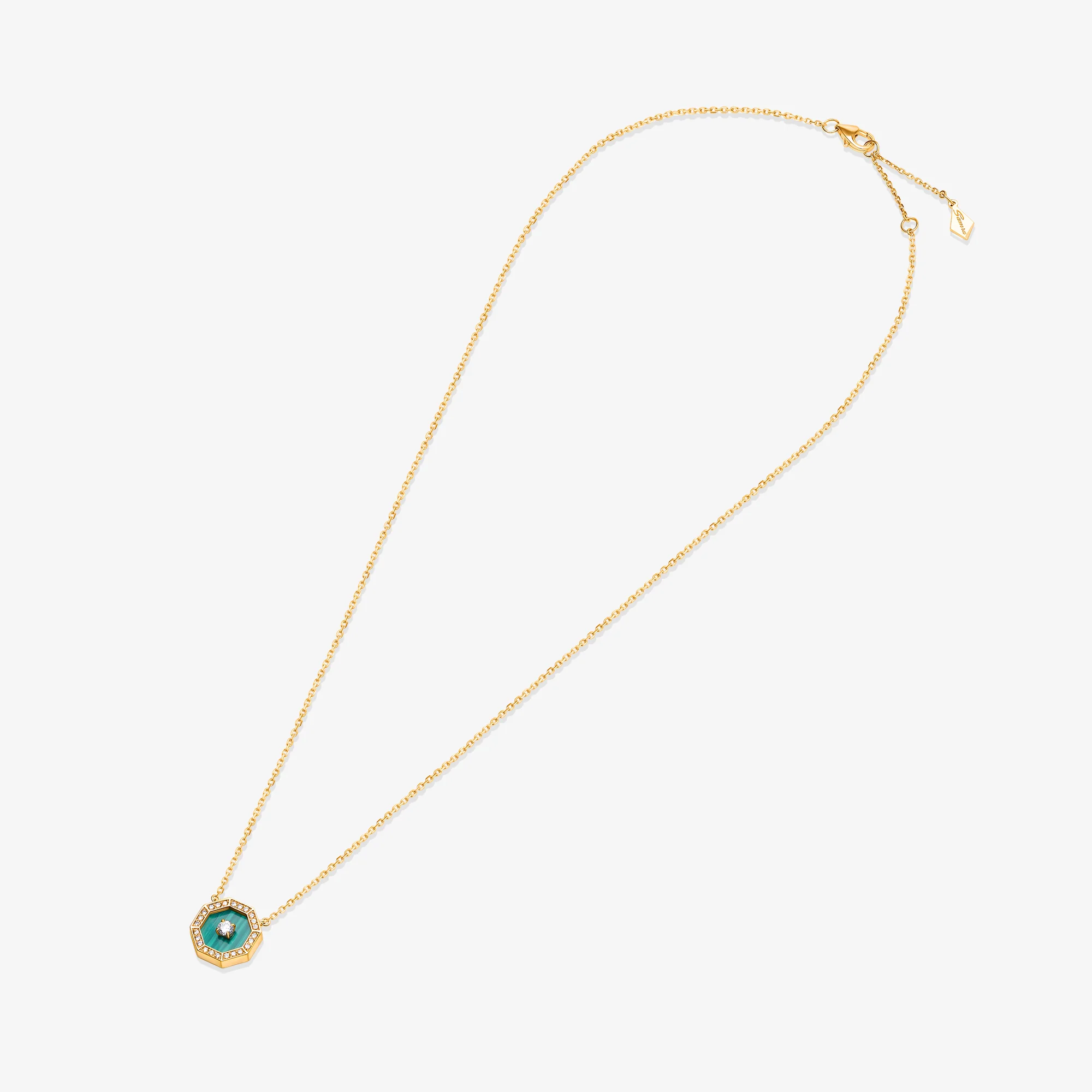 Ahjar Birwaz Yellow Gold Diamond Malachite Necklace - Image 3