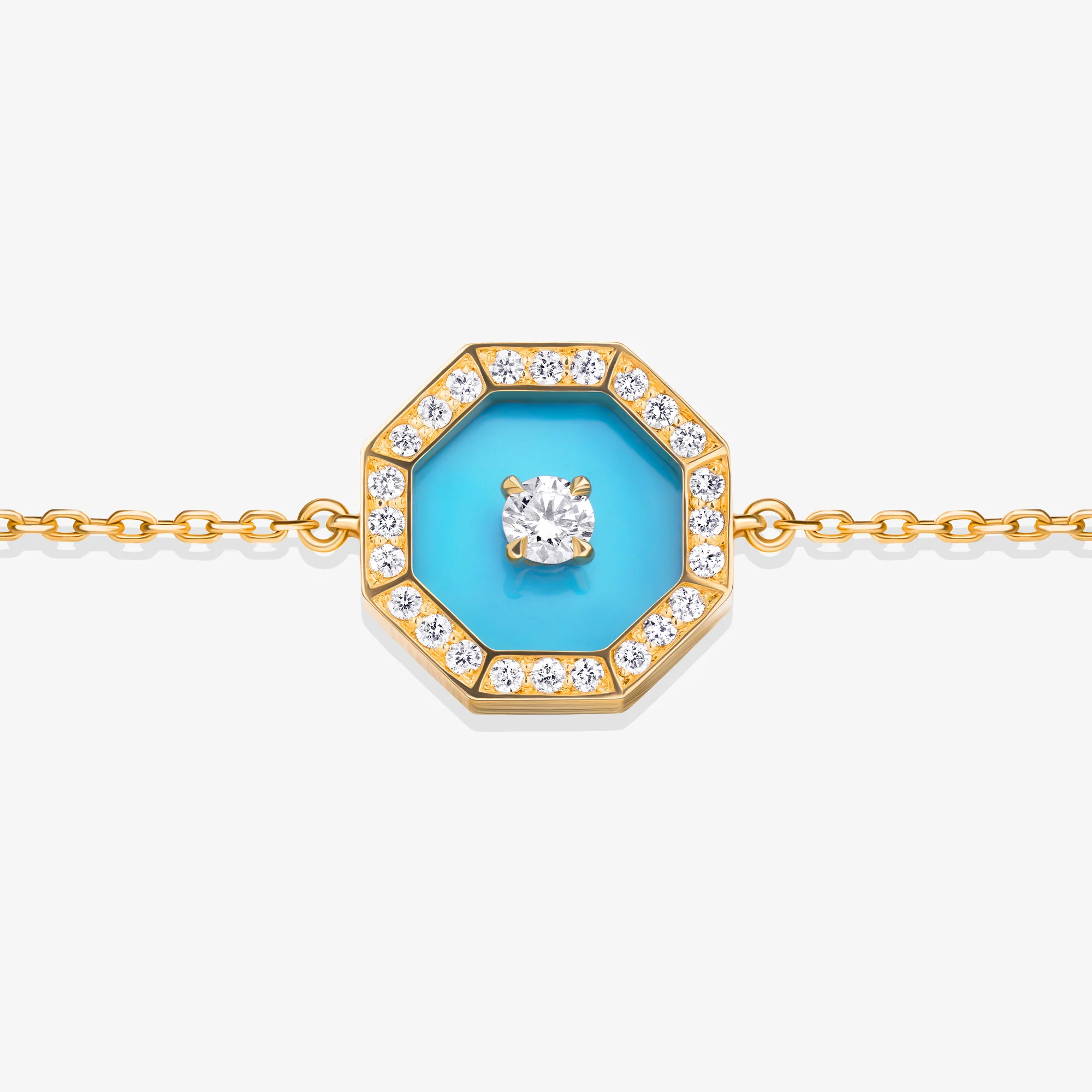 Ahjar Birwaz Yellow Gold Diamond Turquoise Bracelet - Image 3