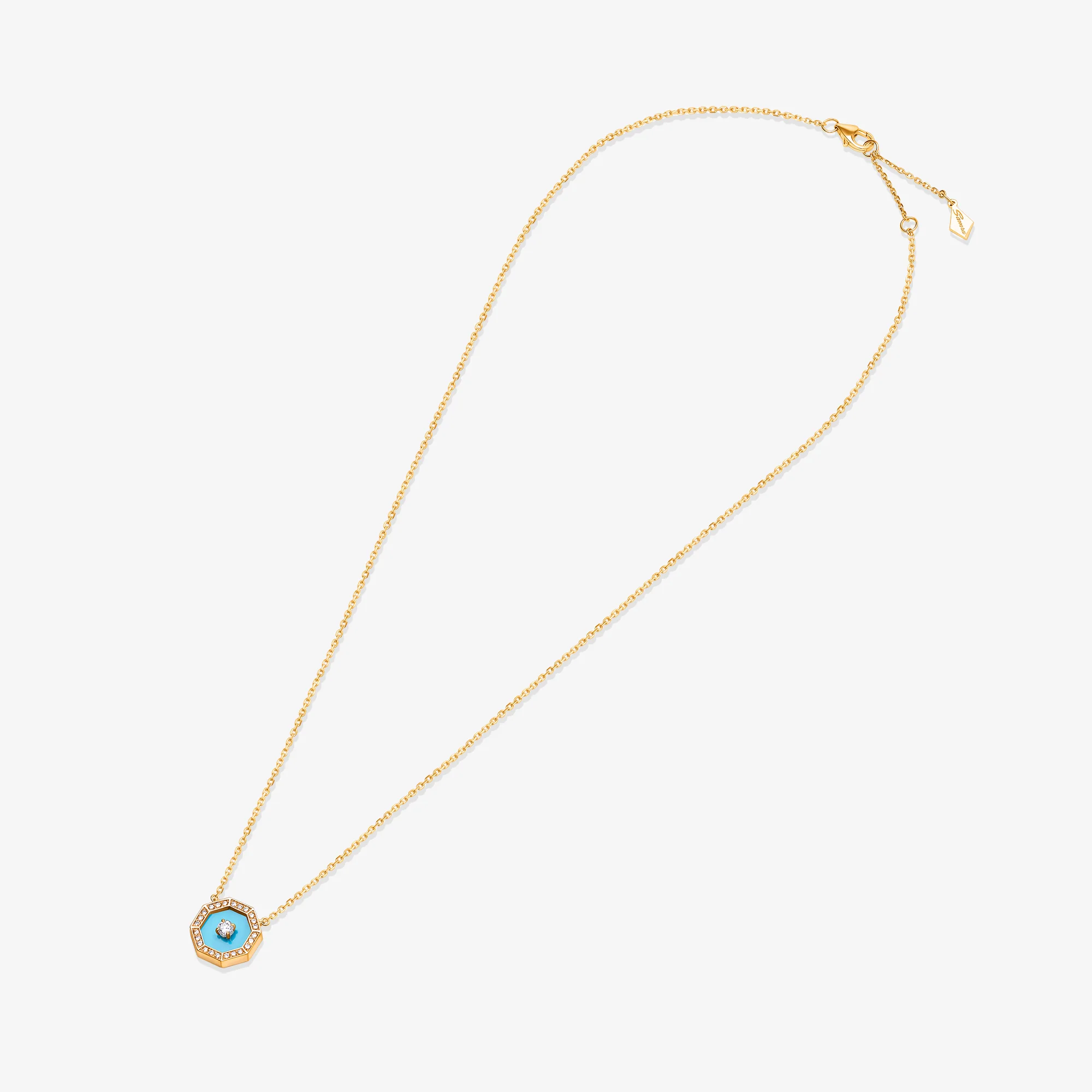 Ahjar Birwaz Yellow Gold Diamond Turquoise Necklace - Image 4