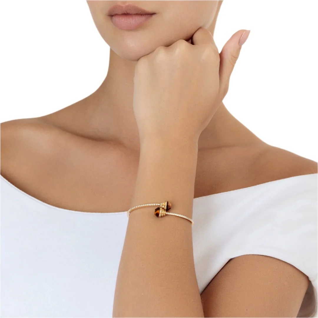 Azm Yellow Gold Tiger Eye Bangle - Image 3