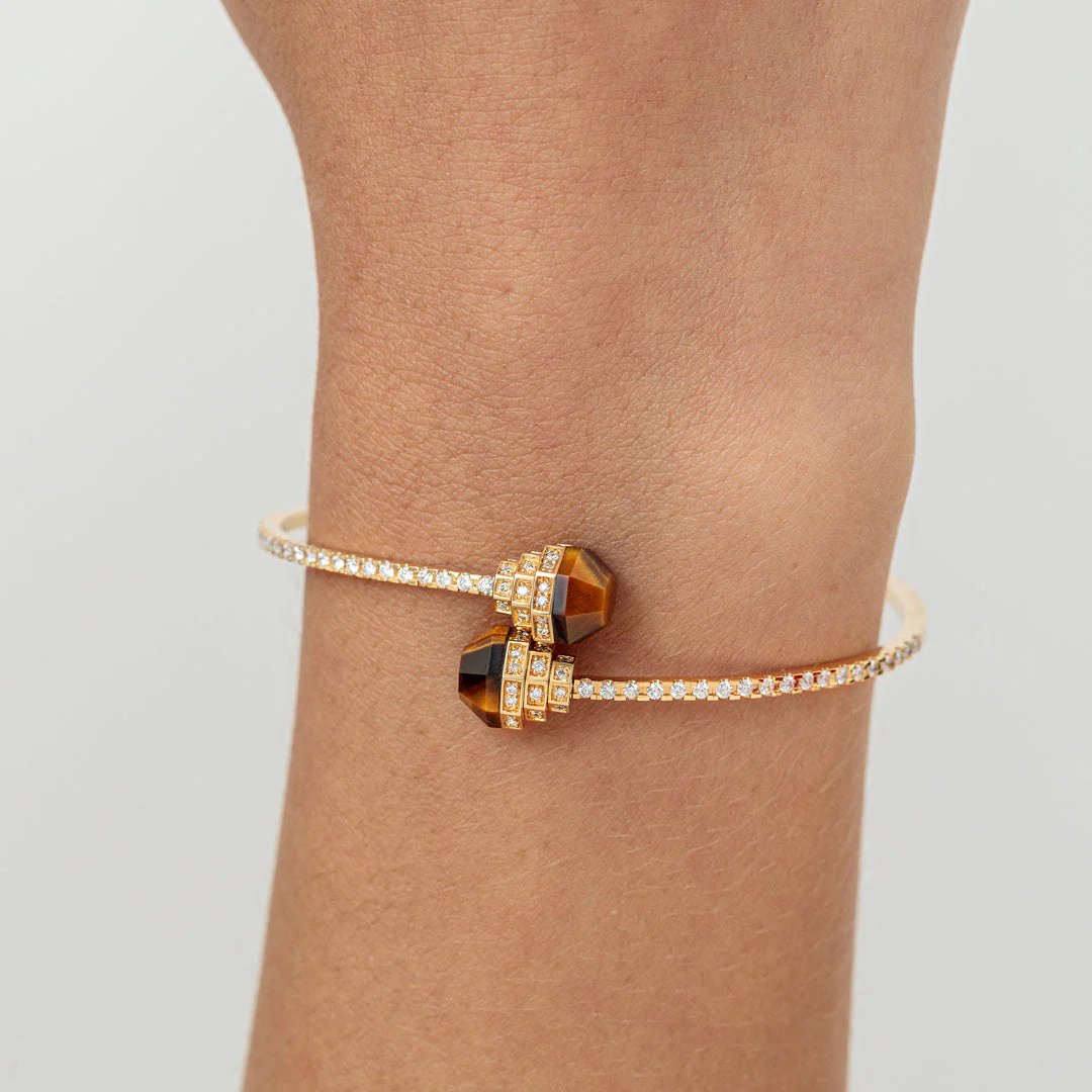 Azm Yellow Gold Tiger Eye Bangle - Image 4