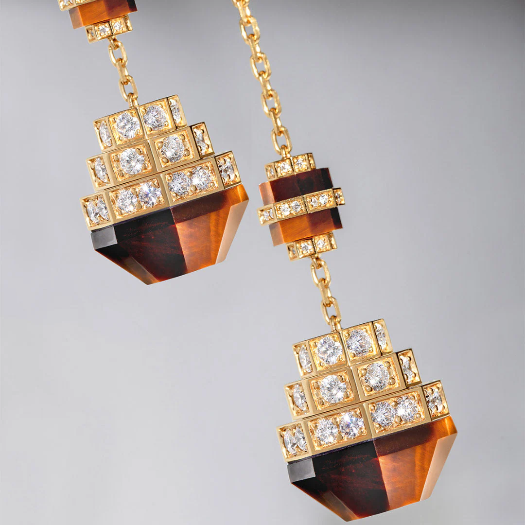 Azm Yellow Gold Tiger Eye Large Sautoir Necklace - Image 3