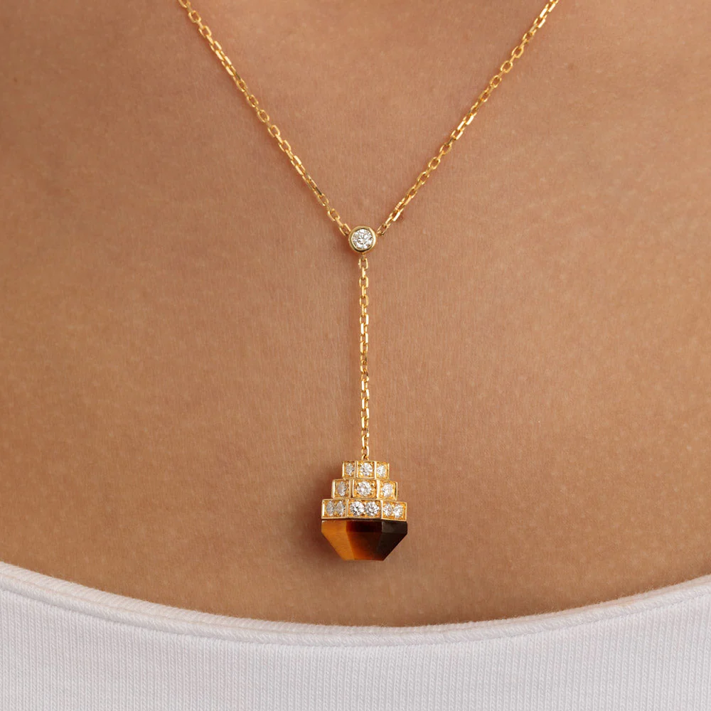 Azm Yellow Gold Tiger Eye Necklace - Image 5