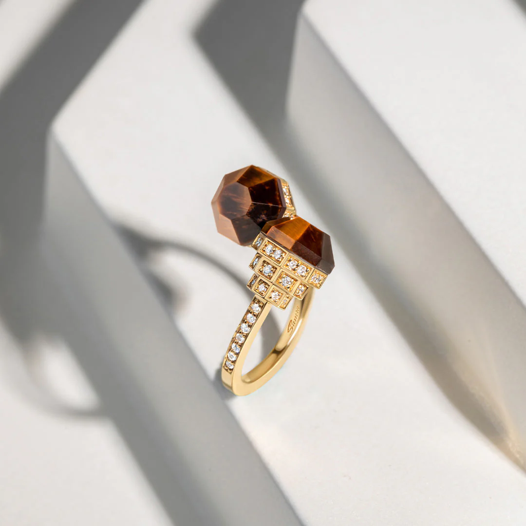Azm Yellow Gold Tiger Eye Ring - Image 3