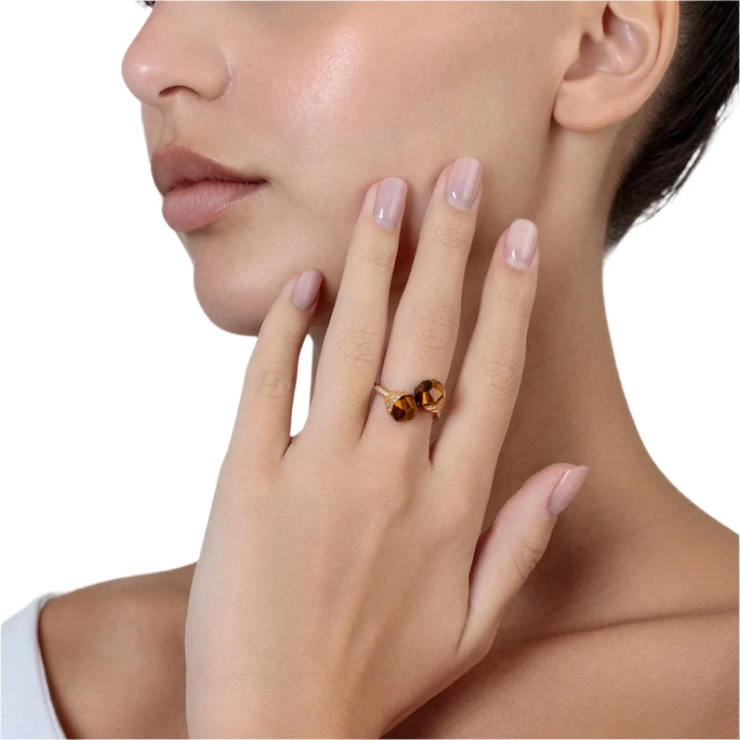 Azm Yellow Gold Tiger Eye Ring - Image 4