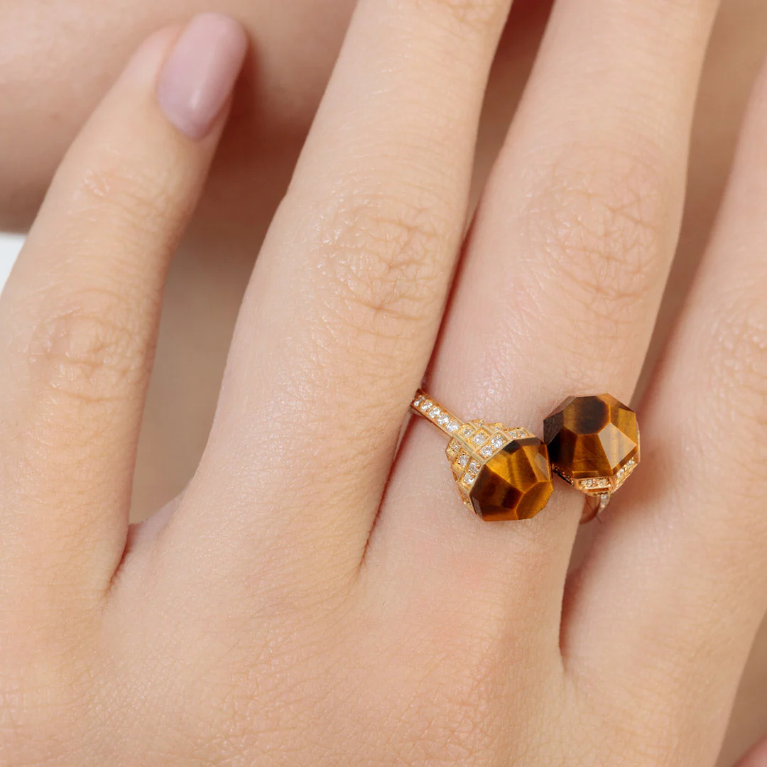 Azm Yellow Gold Tiger Eye Ring - Image 5