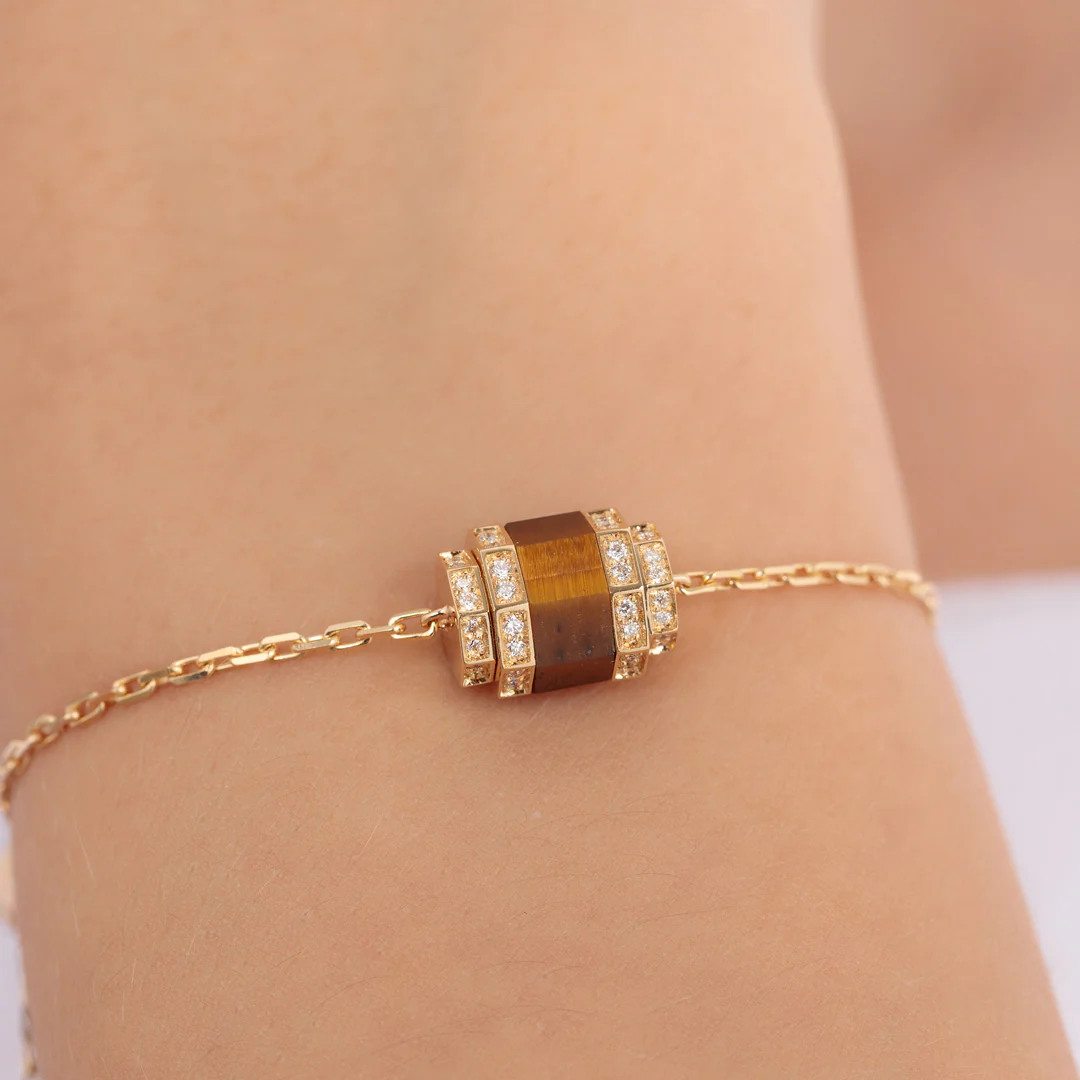 Azm Yellow Gold Tiger Eye Single Bracelet - Image 5