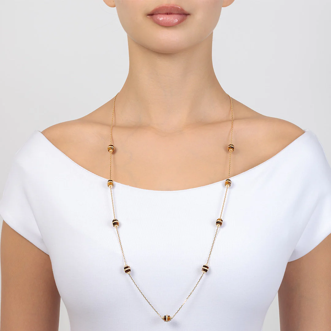Azm Yellow Gold Tiger Eye Small Sautoir Necklace - Image 3