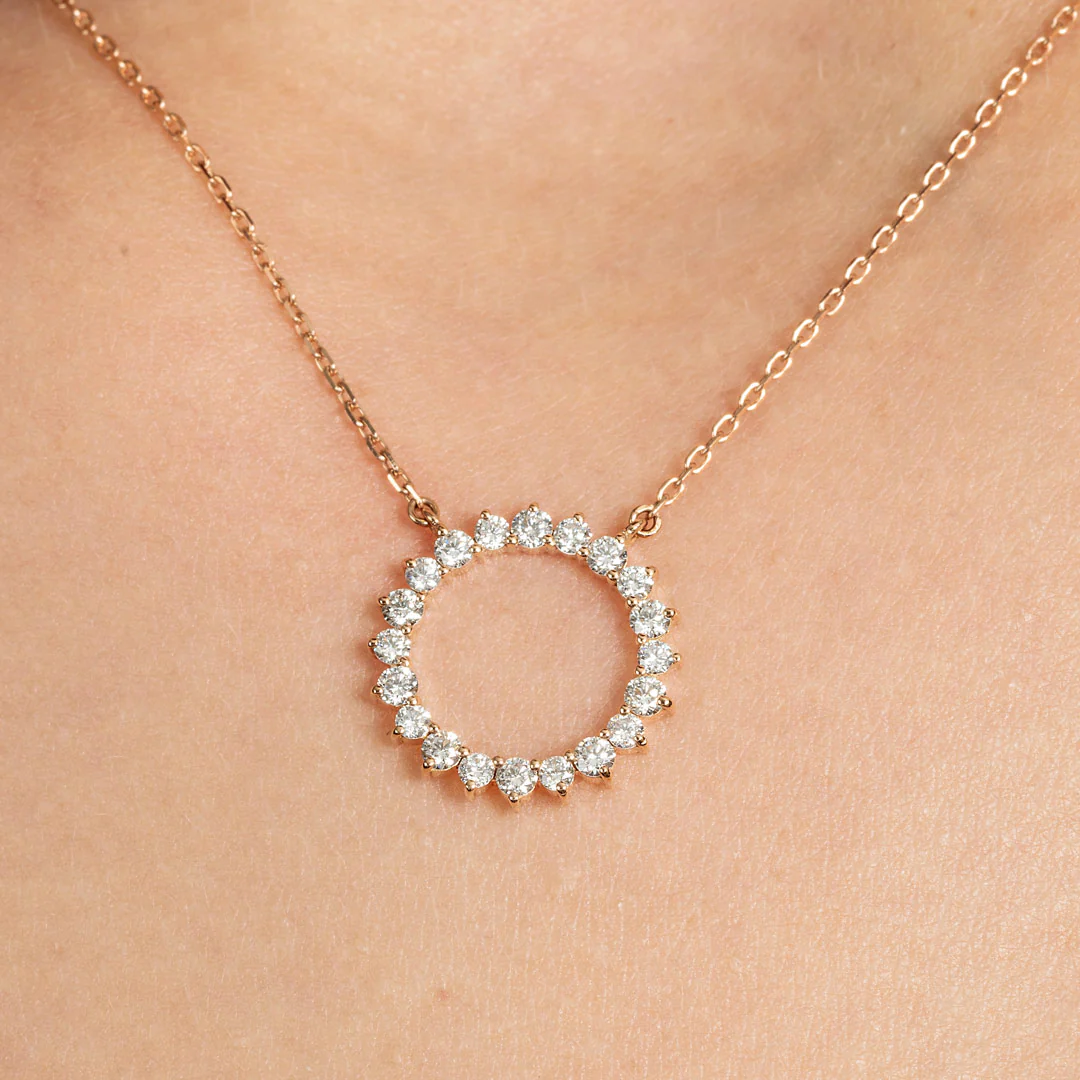 Barq Circle Rose Gold diamond Necklace - Image 3