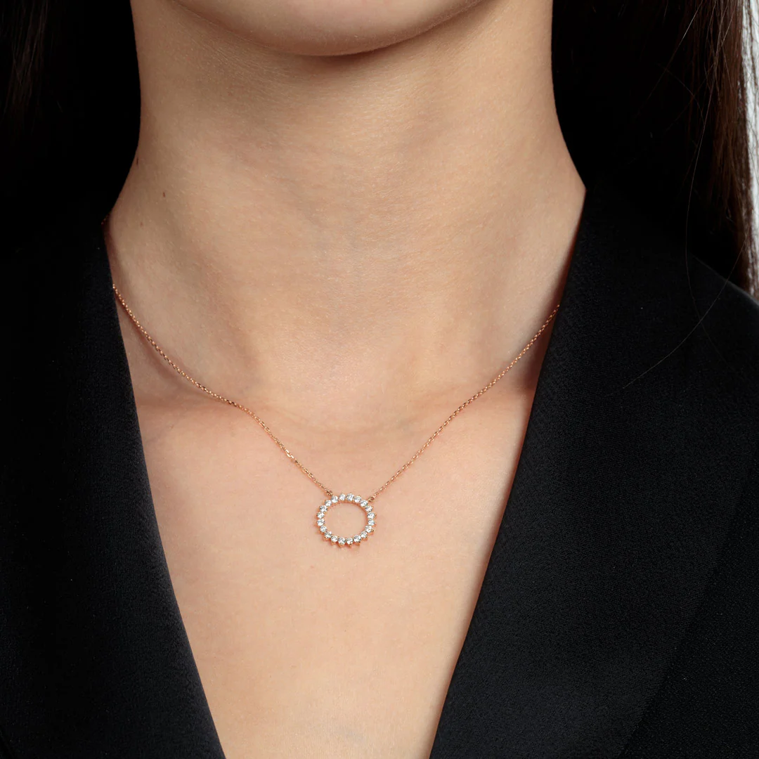 Barq Circle Rose Gold diamond Necklace - Image 4