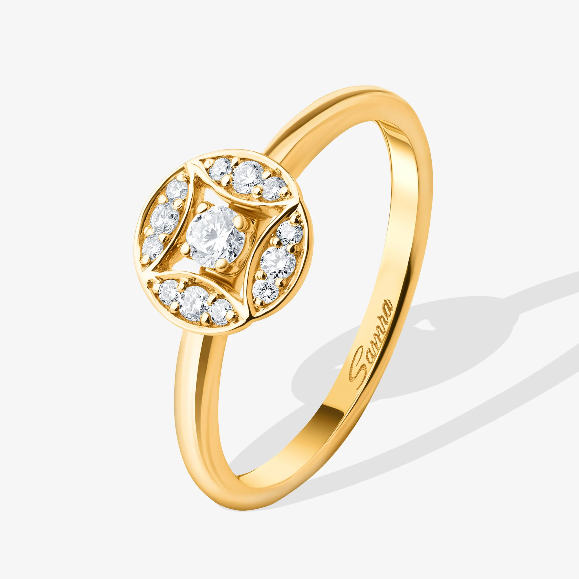 Barq Marquise Circle Yellow Gold Diamond Ring