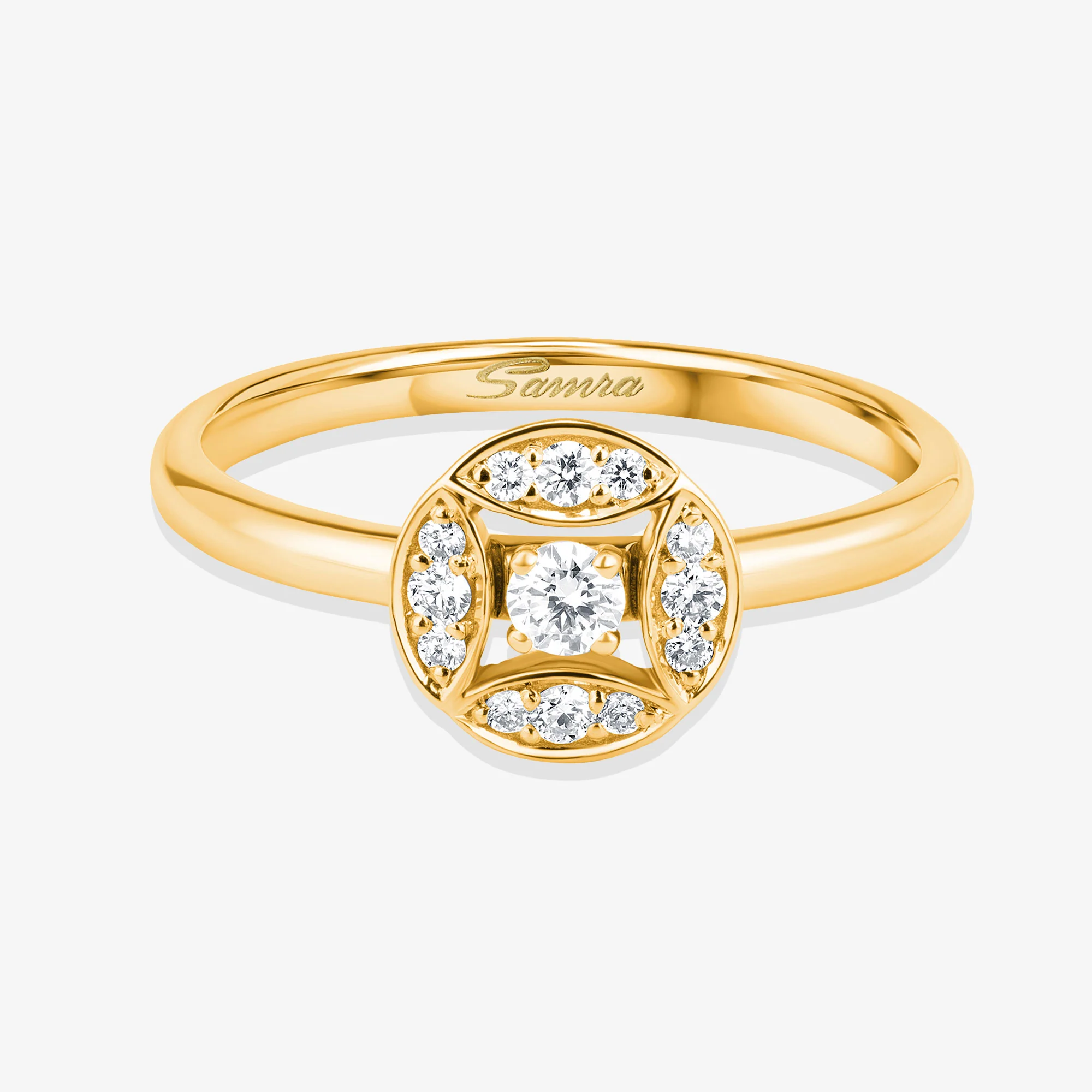 Barq Marquise Circle Yellow Gold Diamond Ring - Image 3