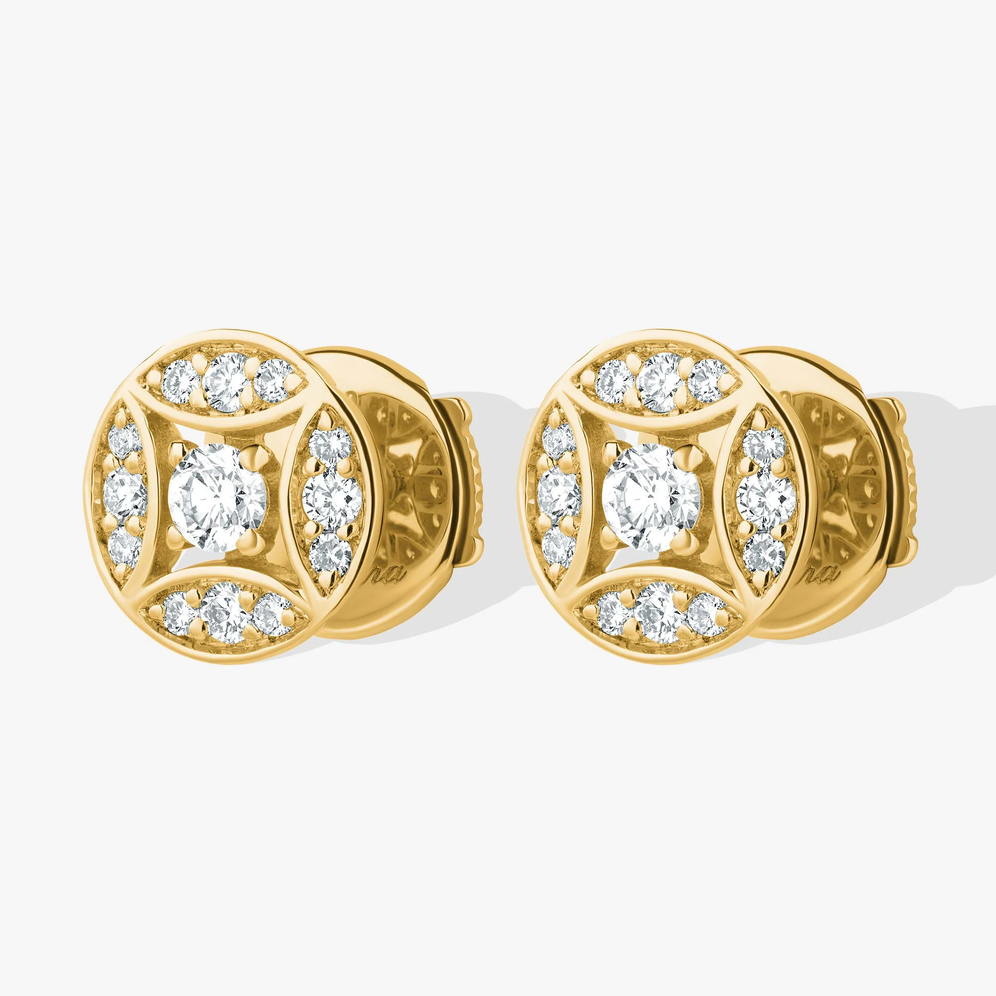 Barq Marquise Circle Yellow Gold Diamond Stud Earrings - Image 3