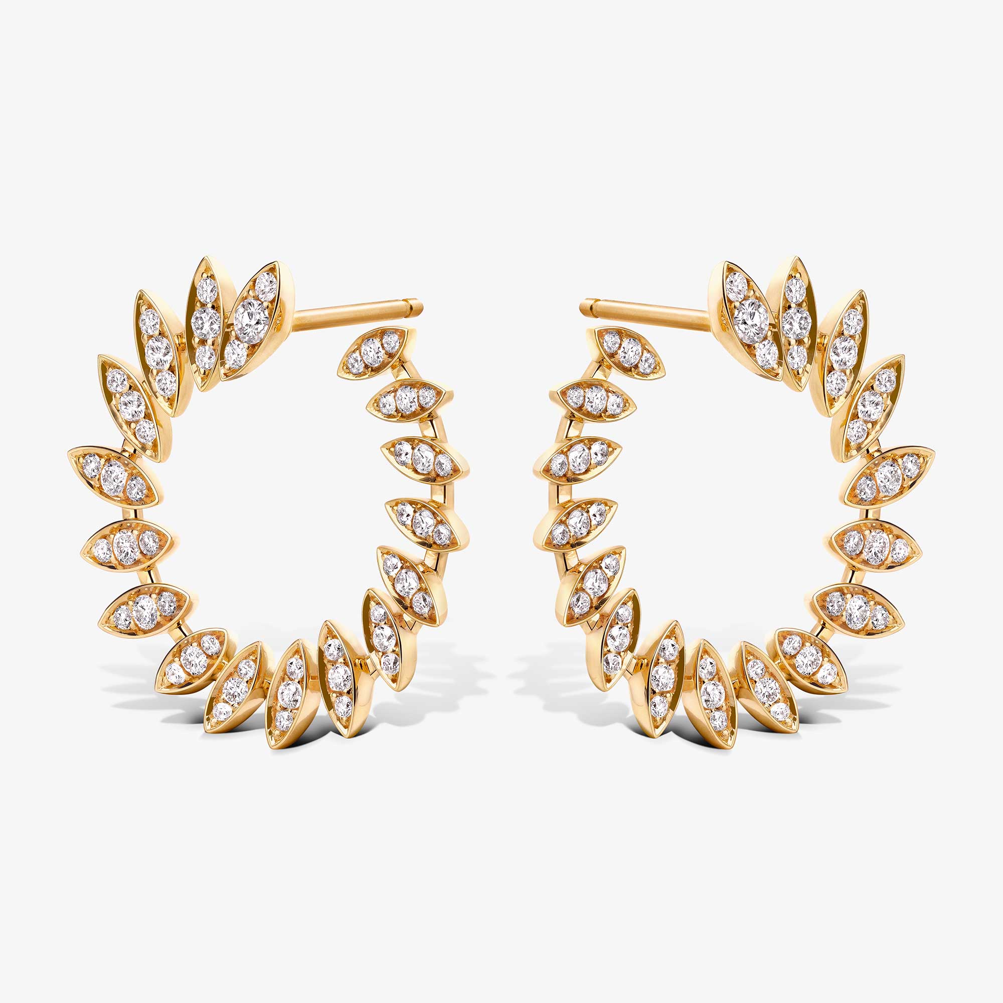Barq Marquise Yellow Gold Diamond Circle Earring - Image 5