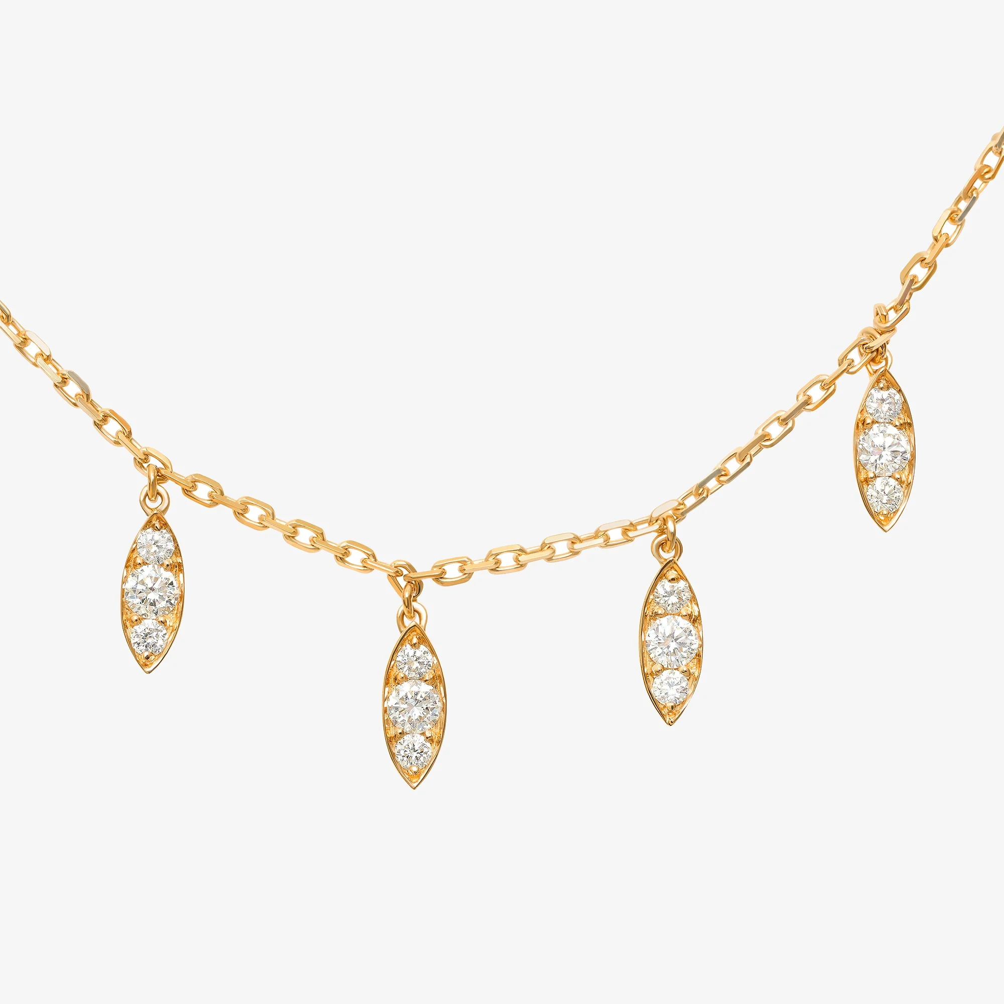 Barq Marquise Yellow Gold Diamond Dangling Necklace - Image 3