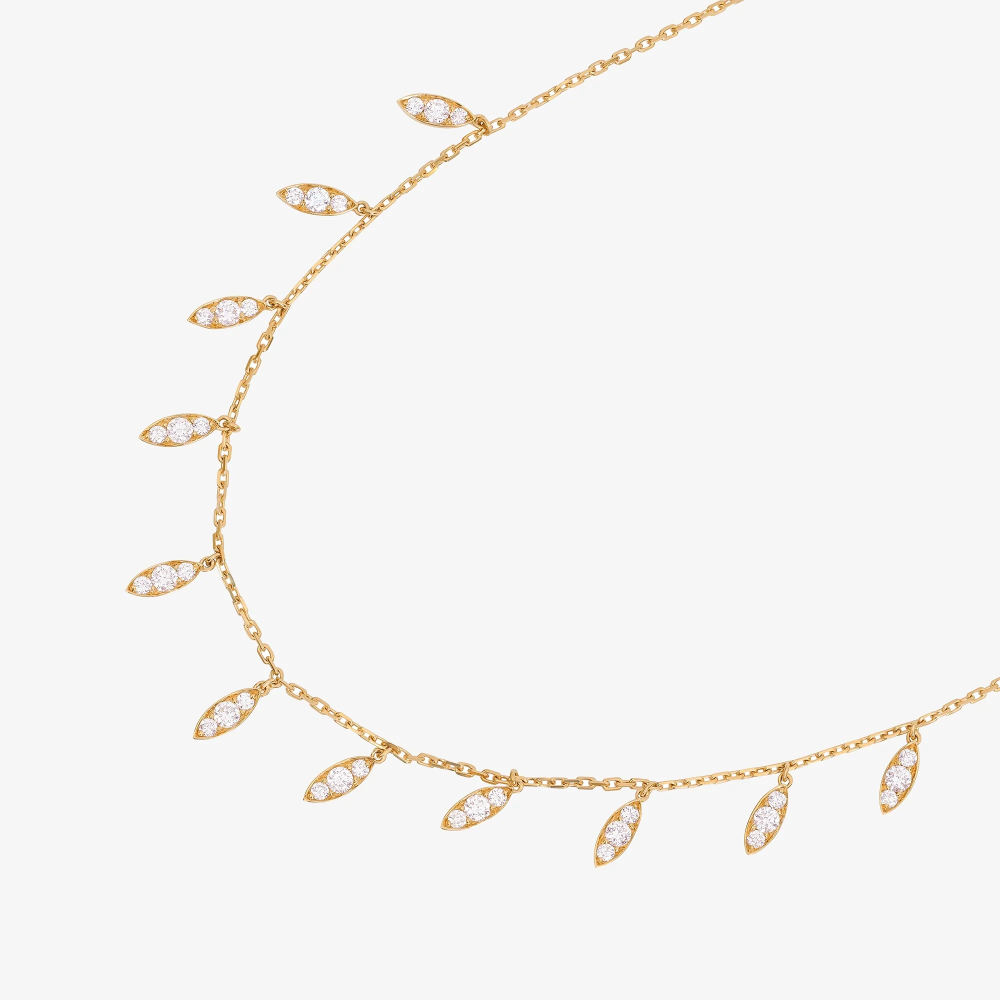Barq Marquise Yellow Gold Diamond Dangling Necklace - Image 5