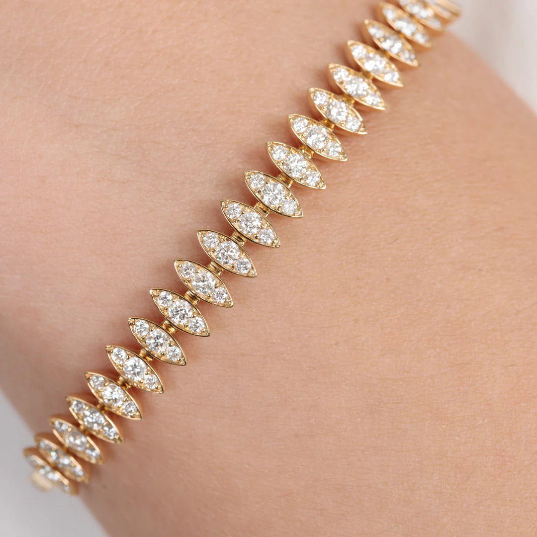 Barq Marquise Yellow Gold Diamond Large Bangle - Image 3