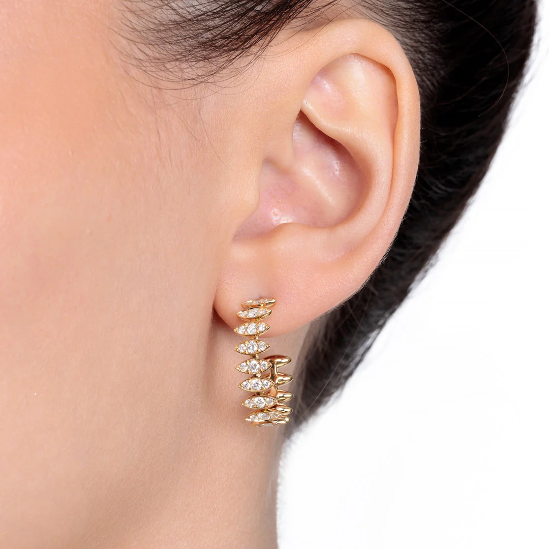 Barq Marquise Yellow Gold Diamond Large Earring - Image 5