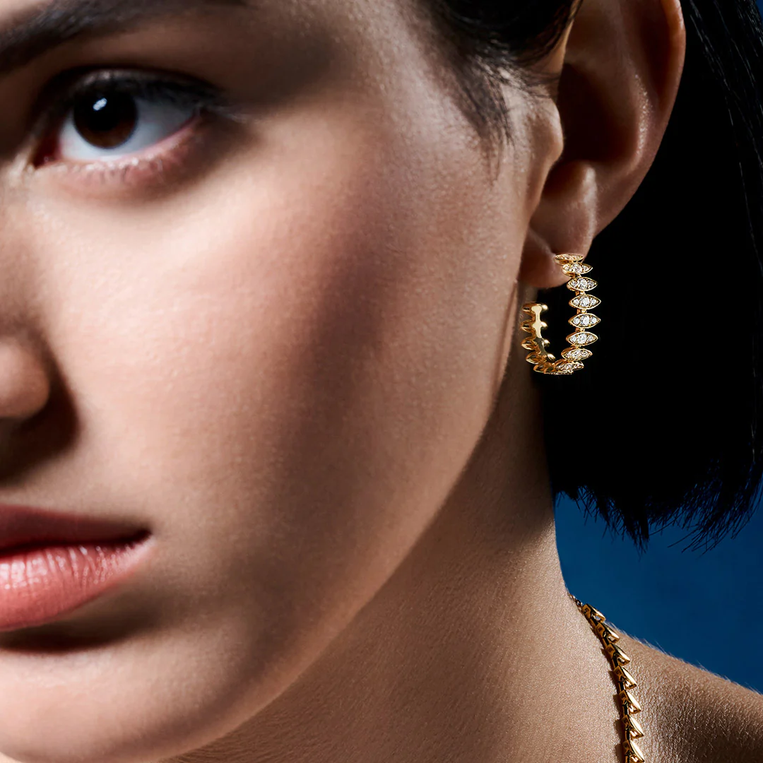 Barq Marquise Yellow Gold Diamond Large Earring - Image 6