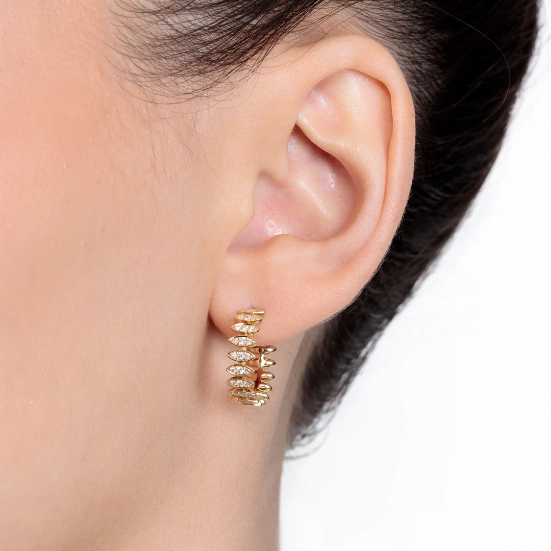 Barq Marquise Yellow Gold Diamond Small Earring - Image 3