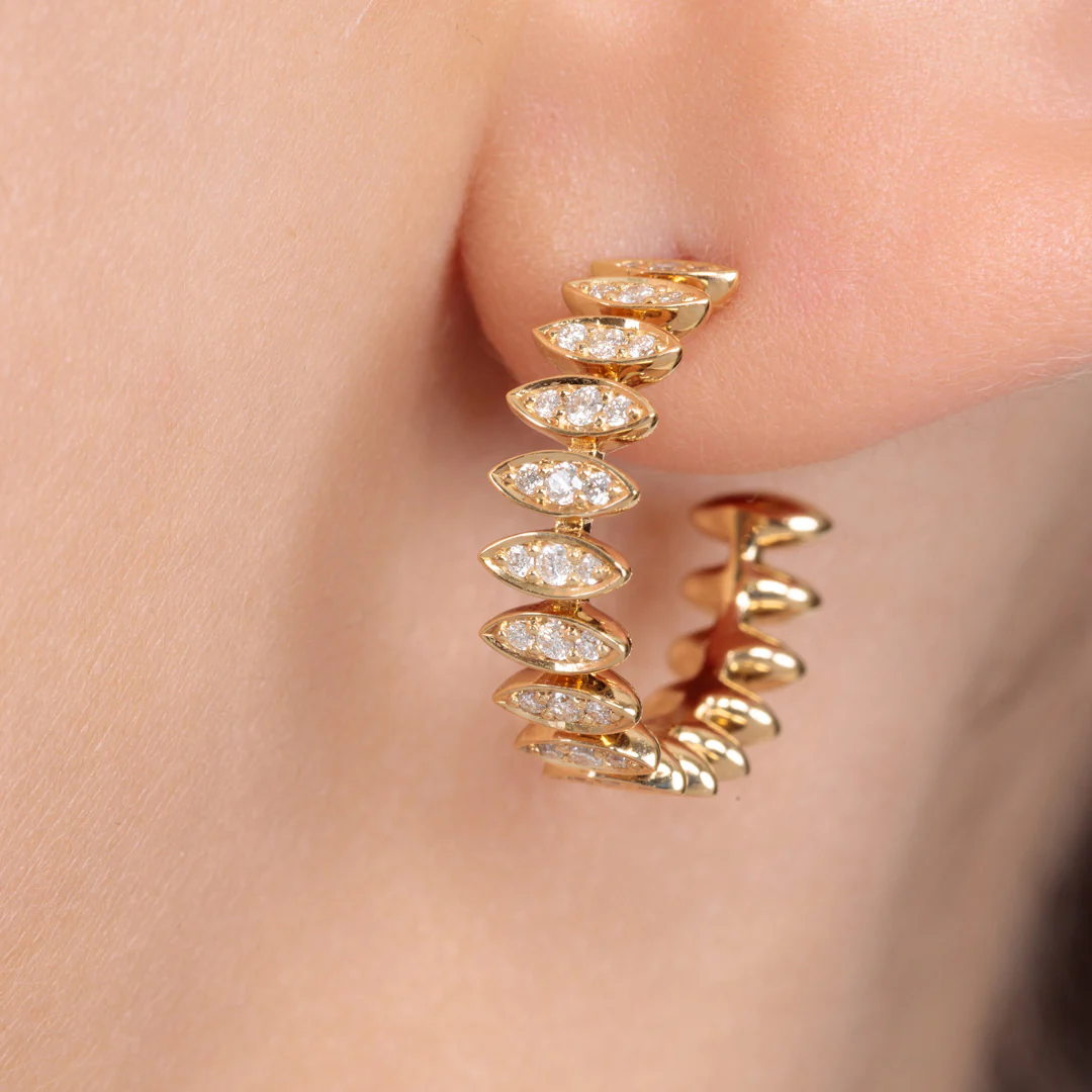 Barq Marquise Yellow Gold Diamond Small Earring - Image 4