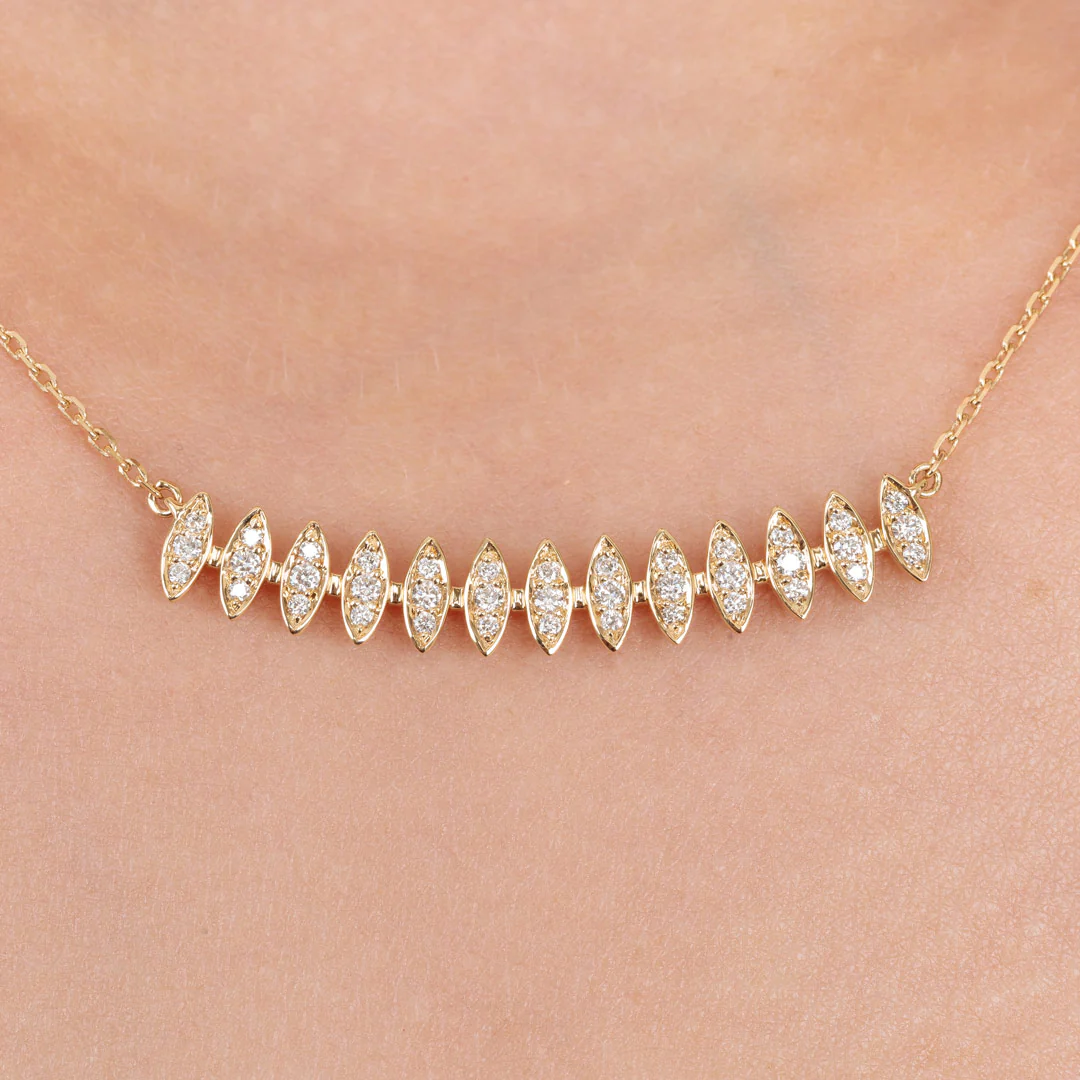 Barq Marquise Yellow Gold Diamond Small Necklace - Image 4