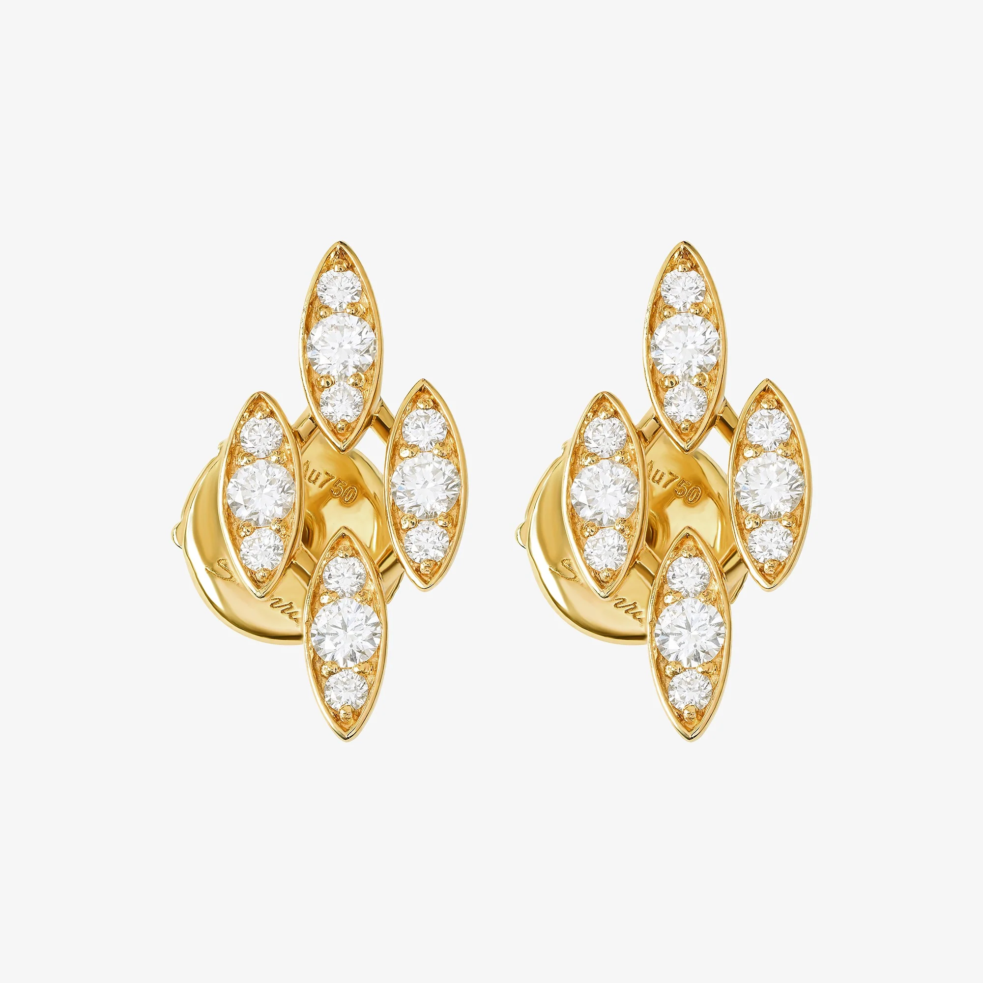 Barq Marquise Yellow Gold Diamond Stud Earring
