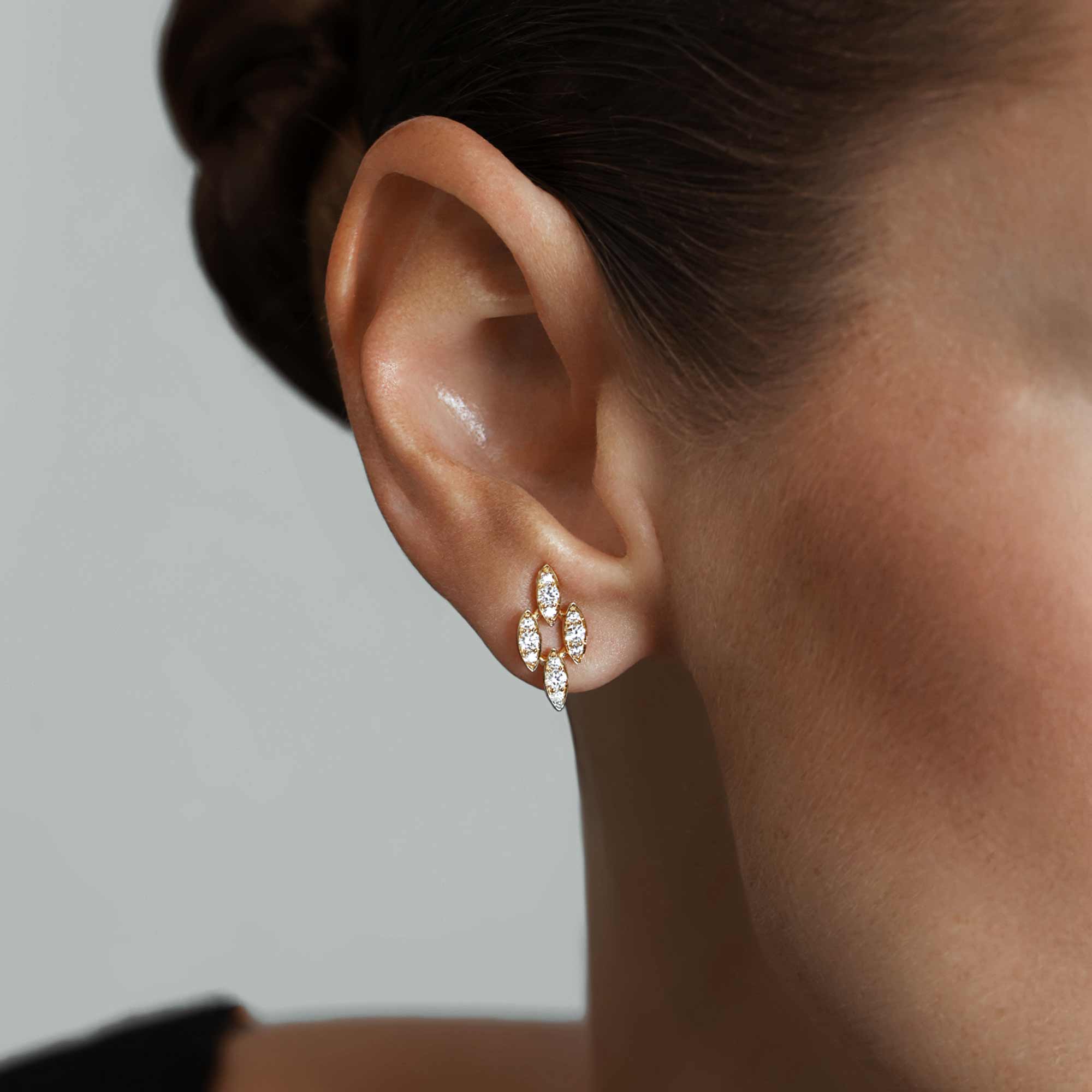 Barq Marquise Yellow Gold Diamond Stud Earring - Image 2