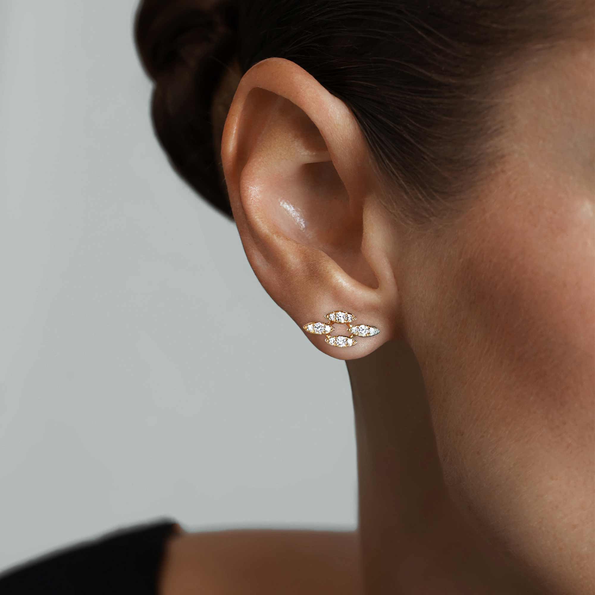 Barq Marquise Yellow Gold Diamond Stud Earring - Image 5