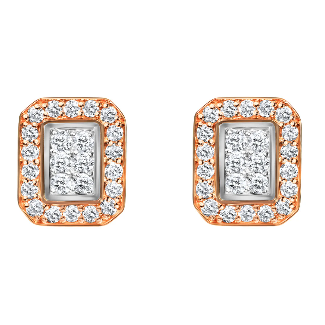 Barq Octagon Rose Gold Diamond Small Earring - Image 2