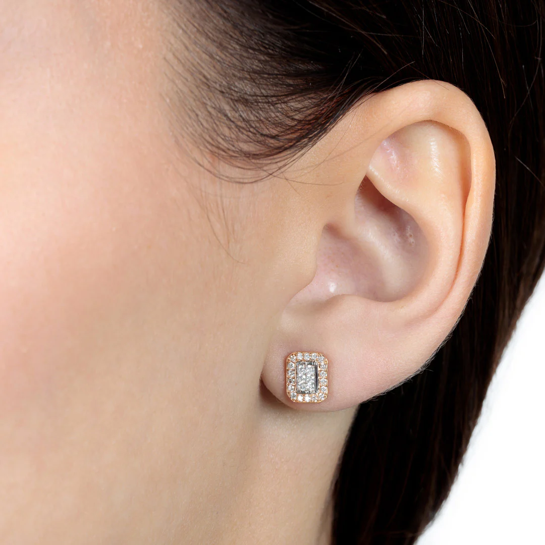 Barq Octagon Rose Gold Diamond Small Earring - Image 3