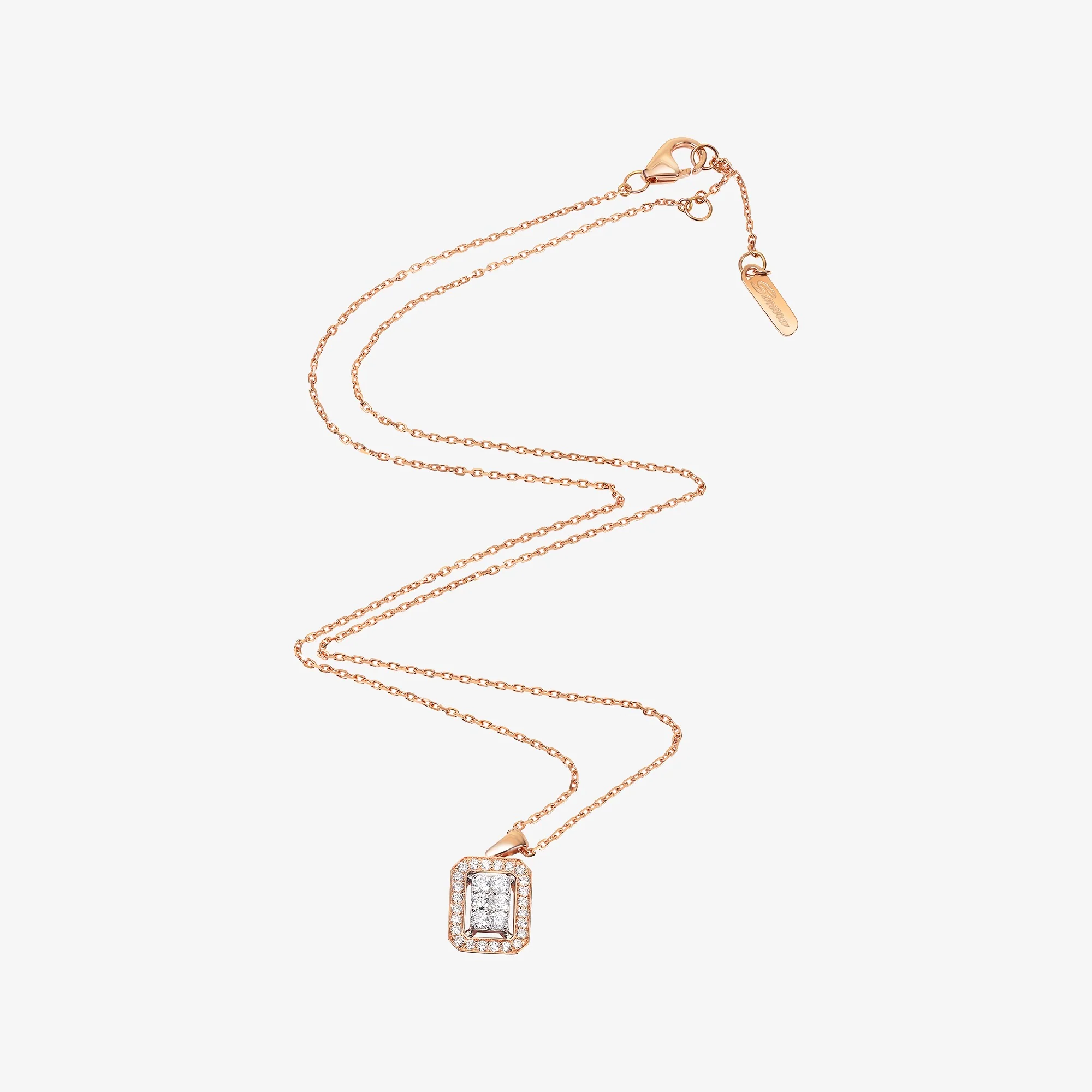 Barq Octagon Rose Gold Diamond Small Necklace - Image 2