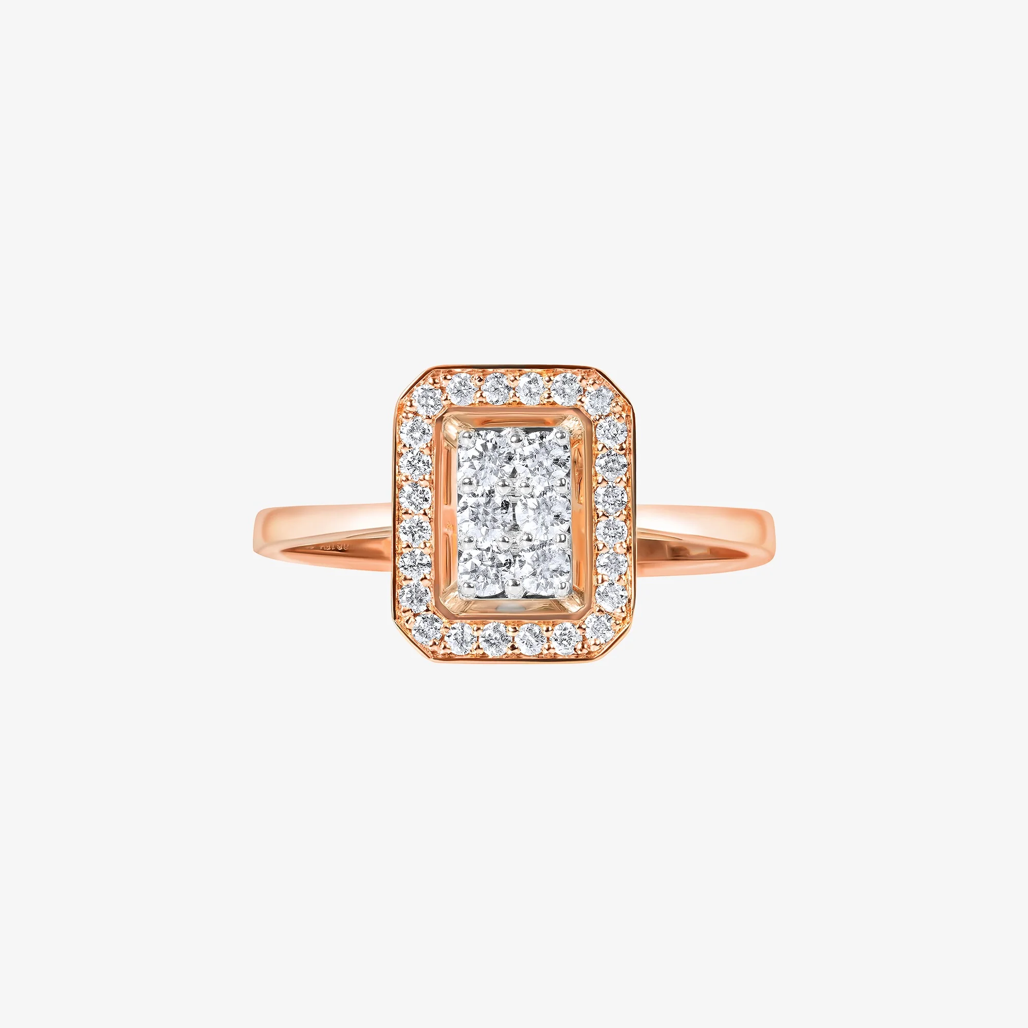 Barq Octagon Rose Gold Diamond Small Ring - Image 2