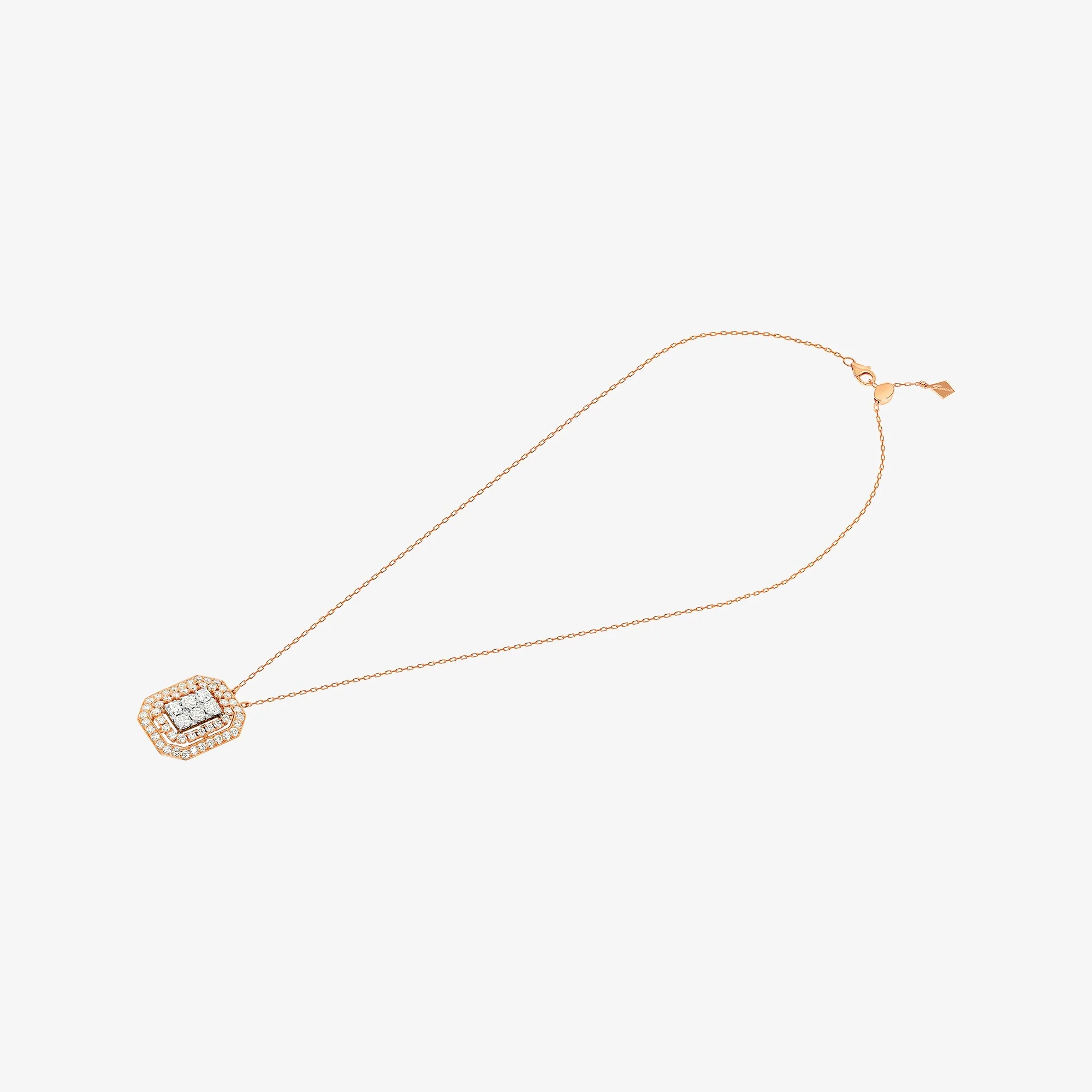 Barq Octagon Rose White Gold Diamond Necklace - Image 2