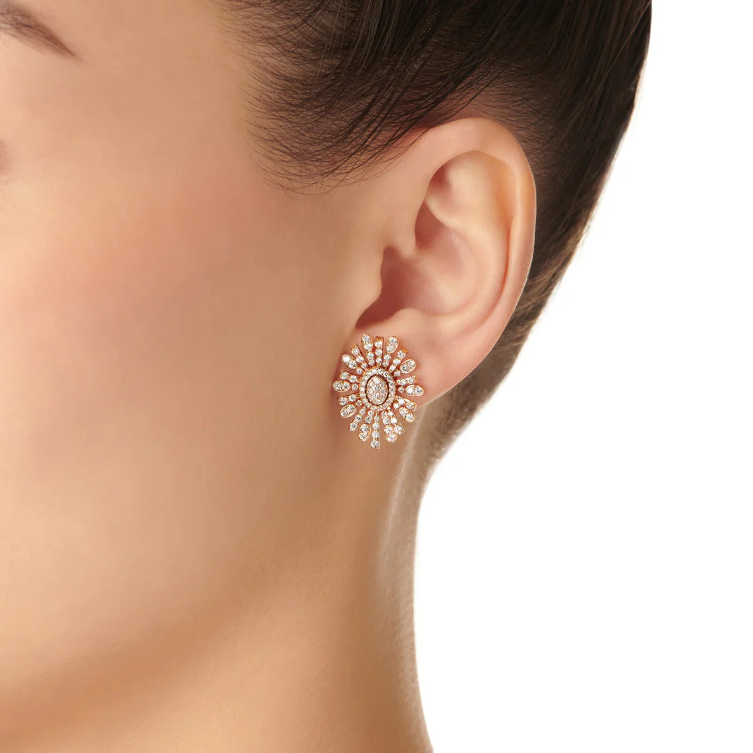 Barq Oval Rose Gold Diamond Earring - Image 3