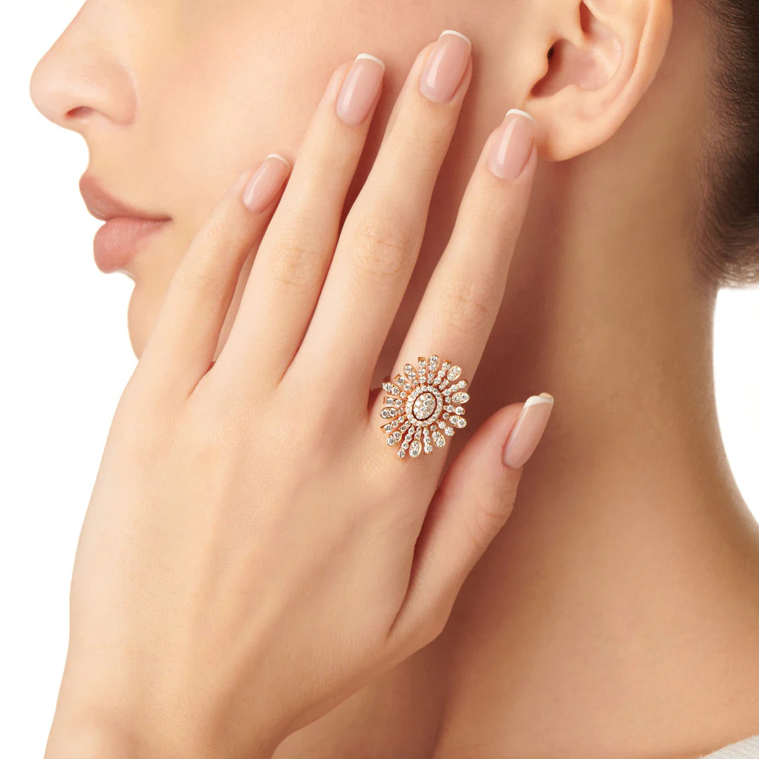 Barq Oval Rose Gold Diamond Ring - Image 2