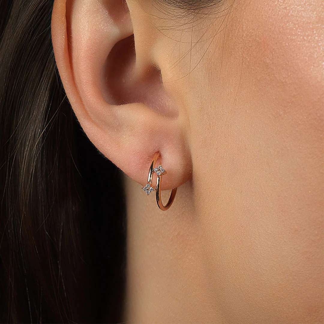 Barq  Rose Gold and Diamond Earrings - Image 2