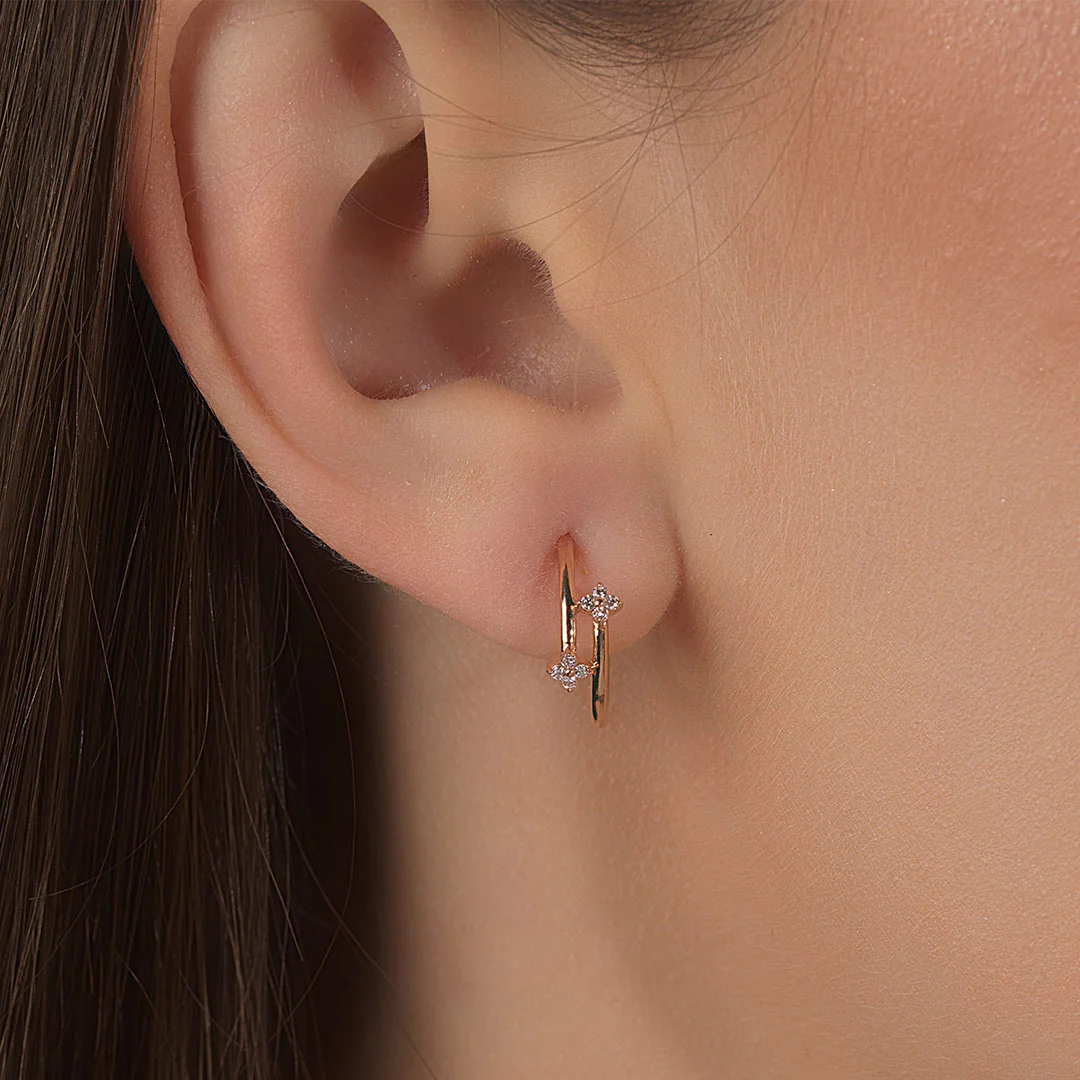 Barq  Rose Gold and Diamond Earrings - Image 3
