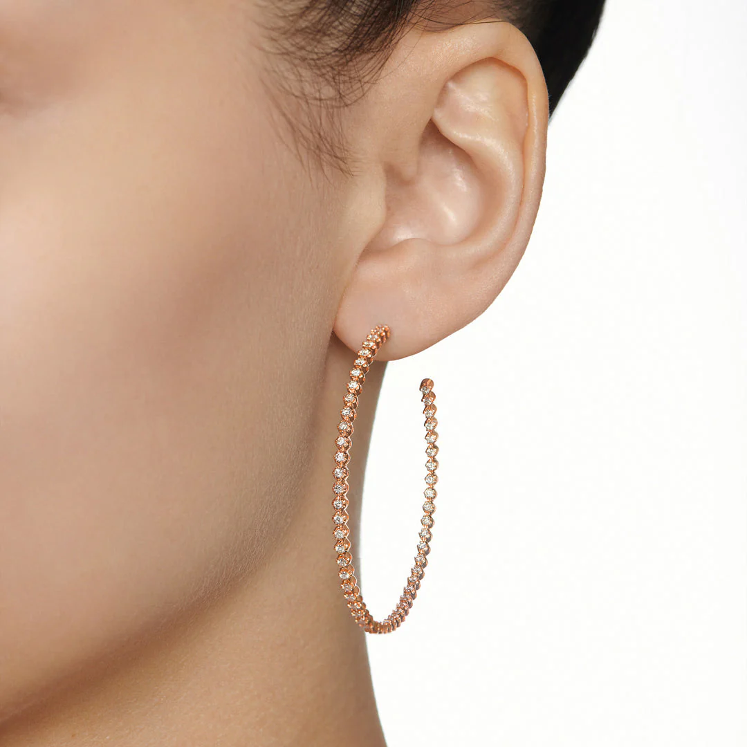 Barq Rose Gold Brilliant Diamond Large Hoop Earring - Image 3